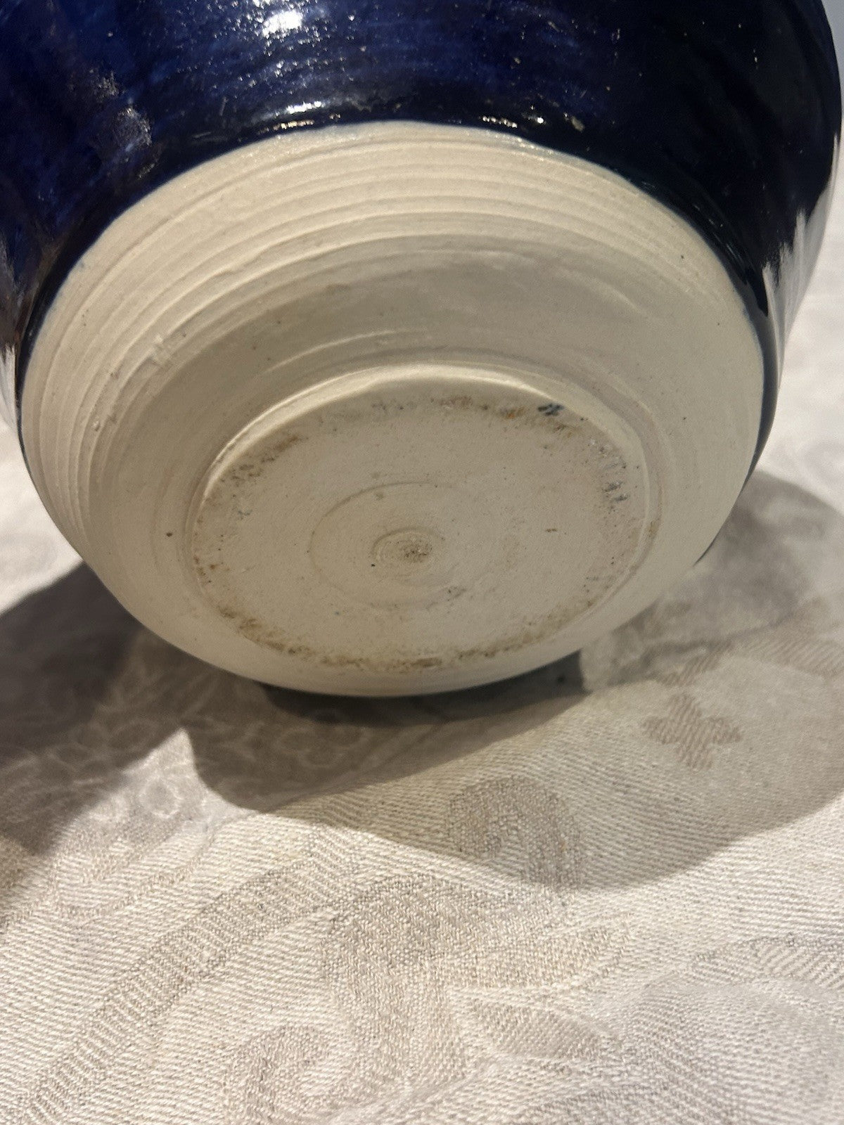 Vintage Studio Pottery Vase Blue & Black Glaze Unmarked Australian c1970s