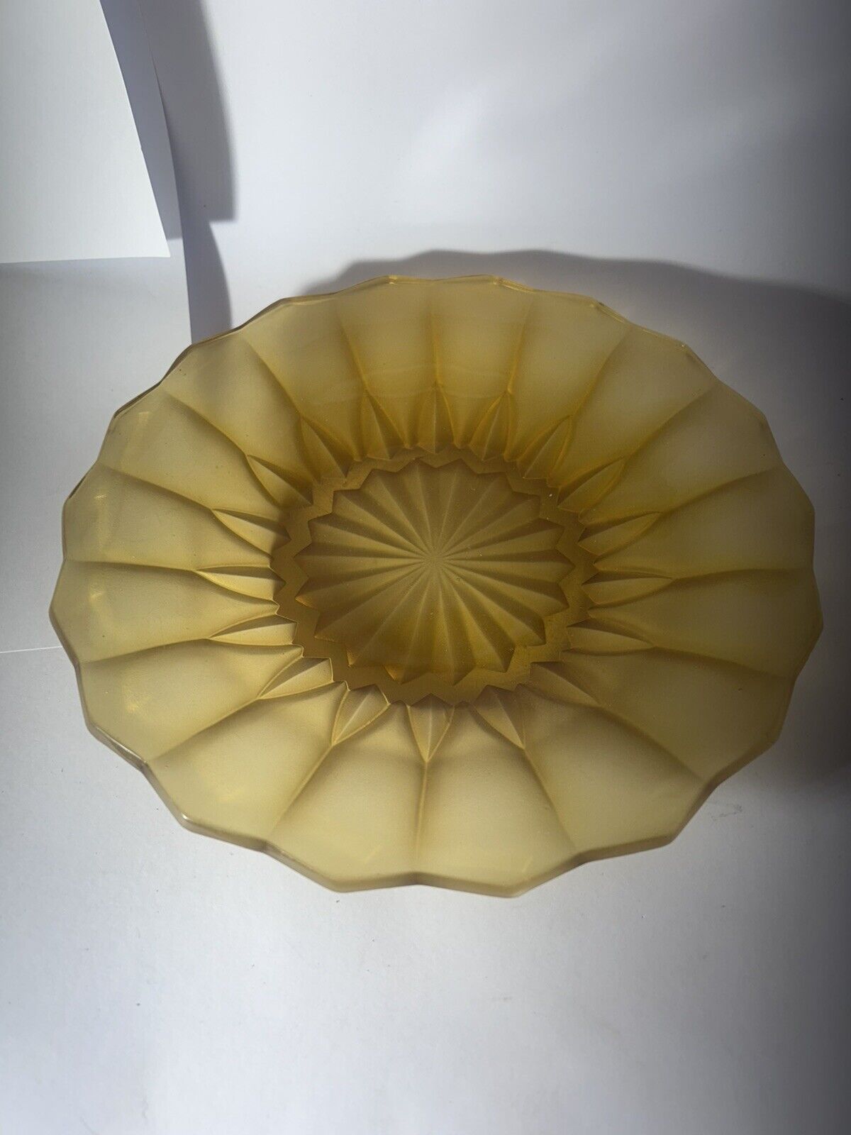 Vintage 23cm Yellow Amber Depression Glass Plate