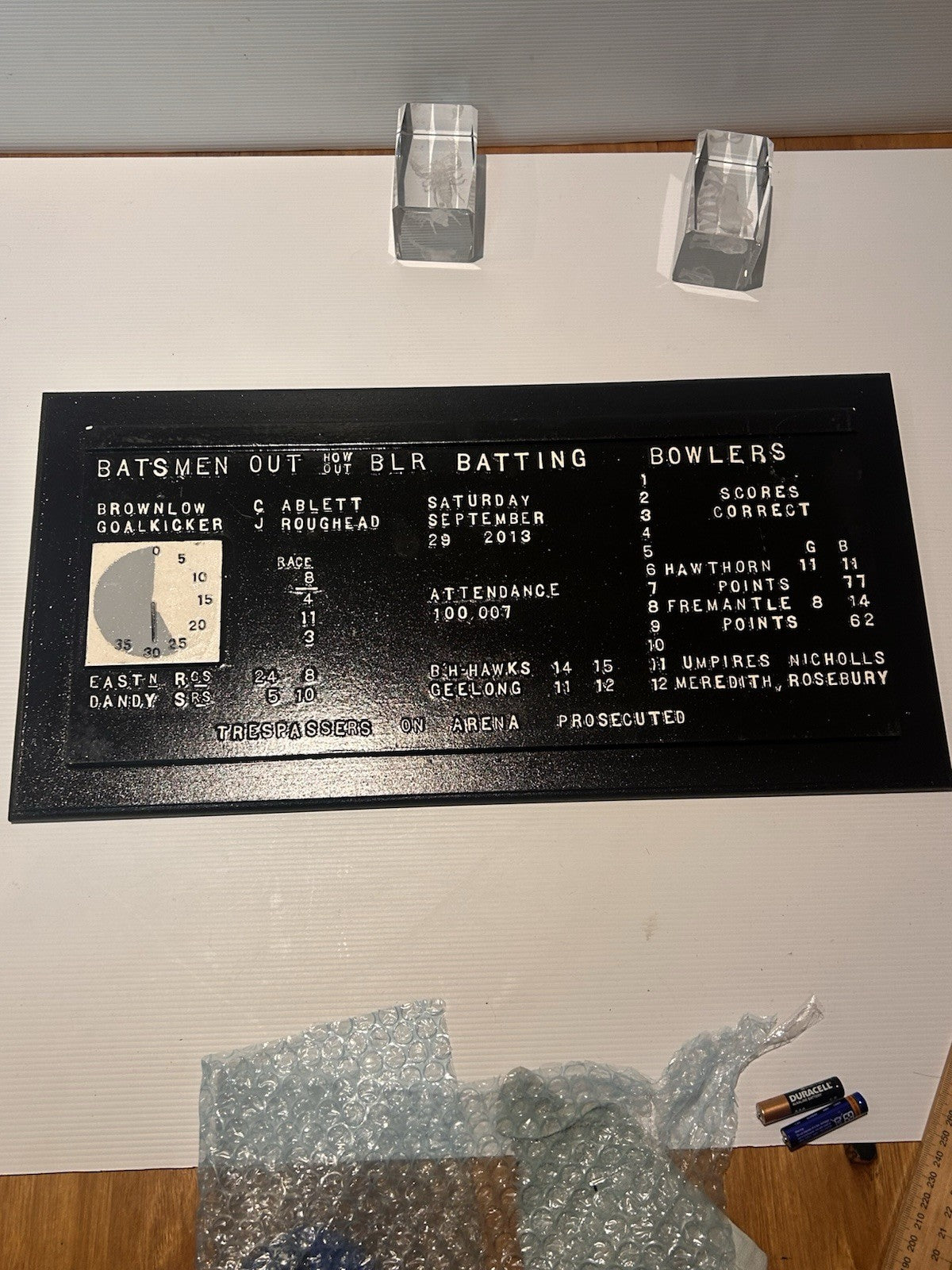 Replica MCG Scoreboard AFL Grand Final 2013 Hawthorn v Fremantle 49x25cm Approx