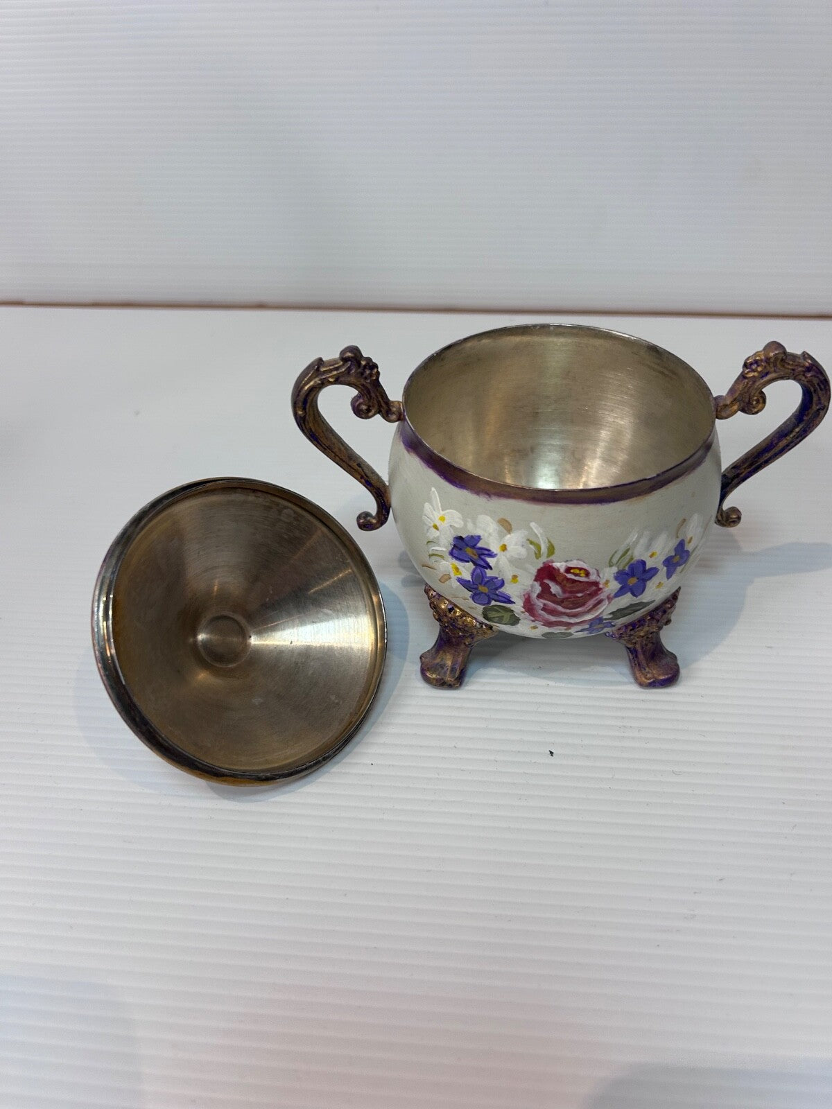 Antique Silver Plated Tea Set Refurbished Hand Painted by Beverley Shearer 2007