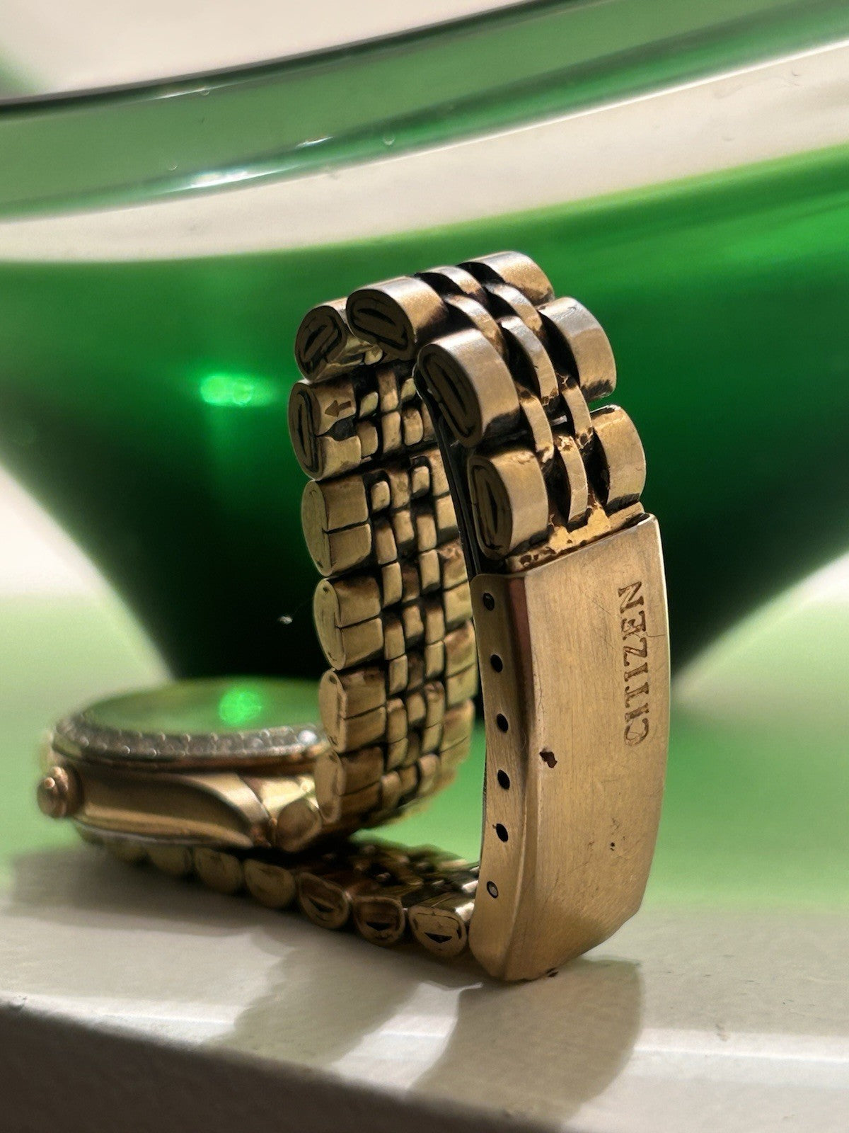 Vintage Citizen Quartz Day Date GN-4W-S Gold Tone Watch Japan New Battery