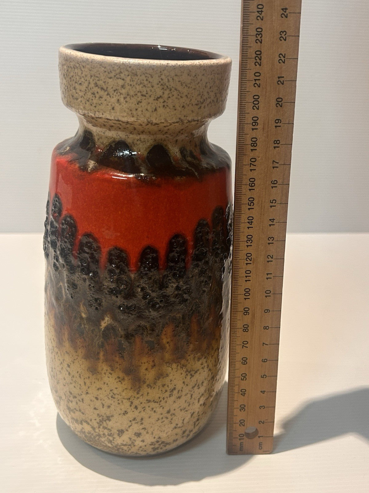 Scheurich Fat Lava Vase 242-22 West German Pottery 1960s 22cm Red Lava Glaze