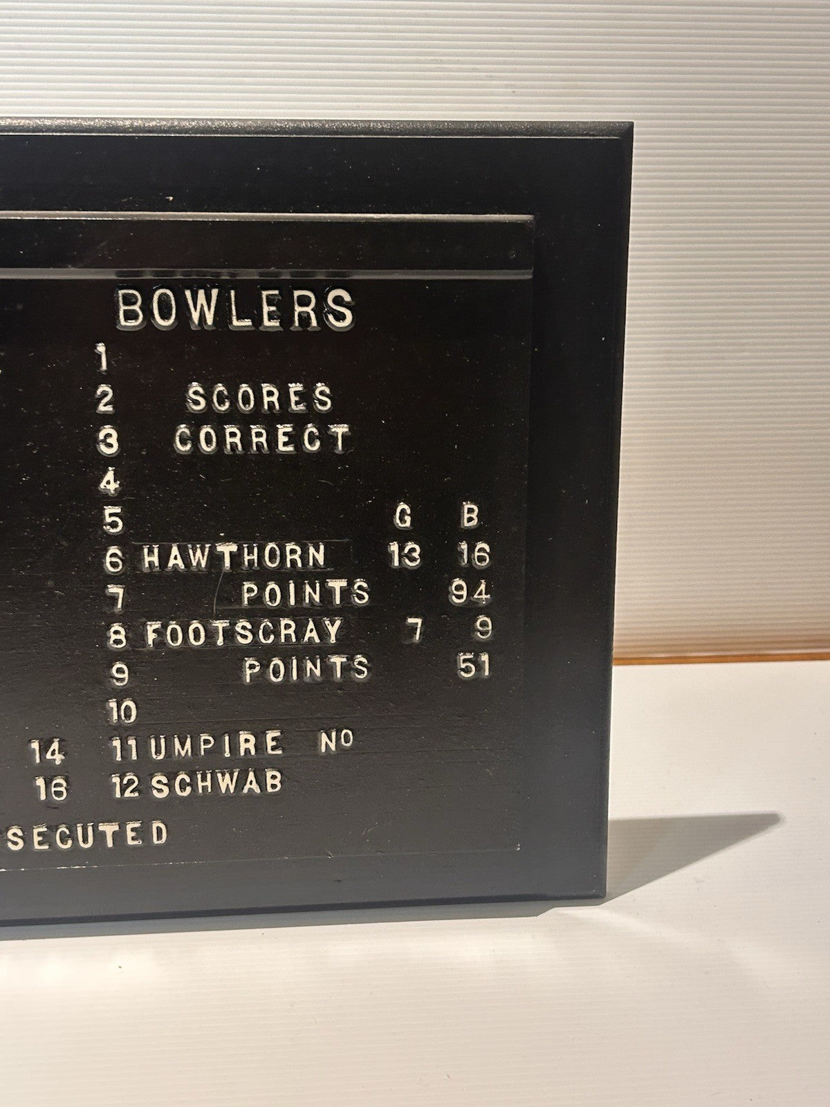 Replica Melbourne Cricket Ground Scoreboard AFL VFL 1961 Grand Final Display