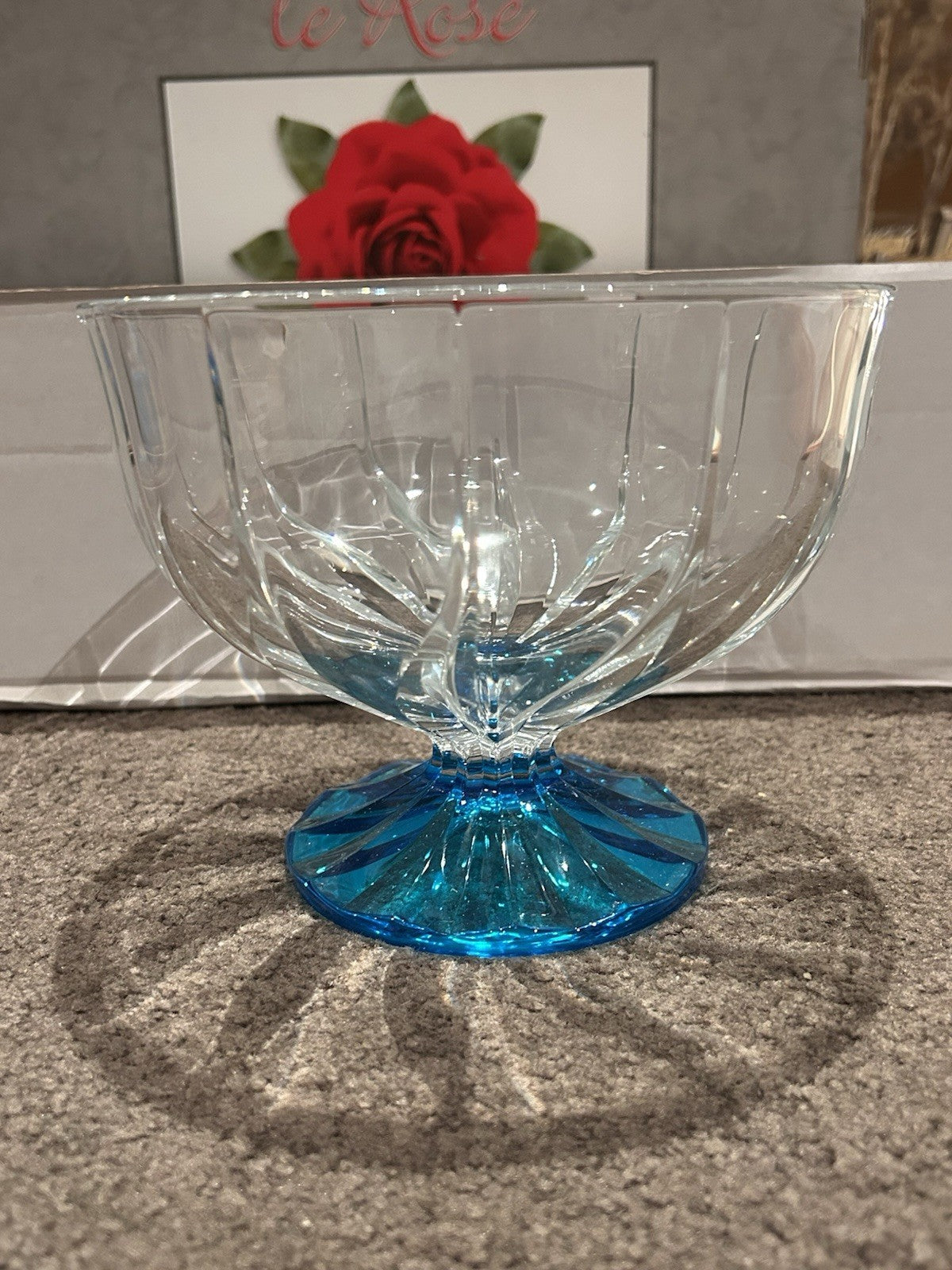 Le Rose Handmade Italian Crystal Dessert Set 7pc Macedonia Trix Boxed 