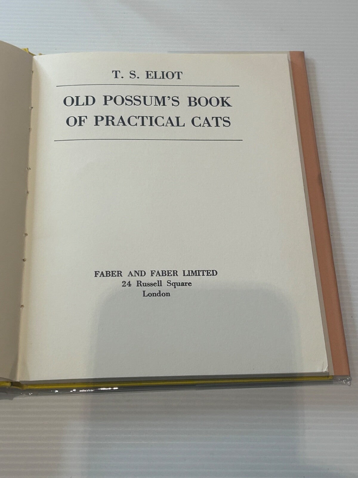 T.S. ELIOT, THOMAS STEARNS ELIOT Old Possum's Book of Practical Cats