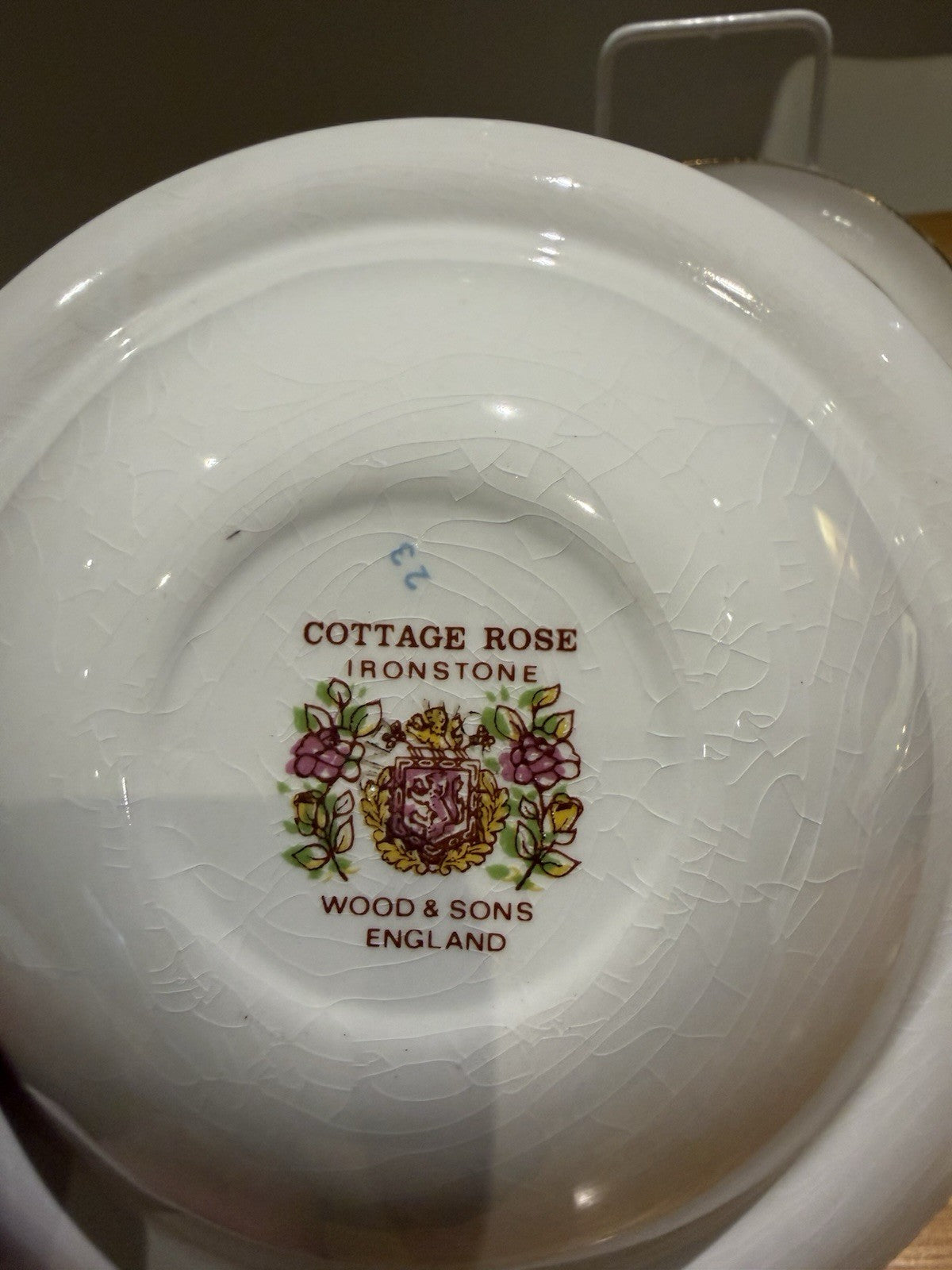 6 x Wood & Sons Cottage Rose Dessert Bowls England Floral Ironstone 16cm