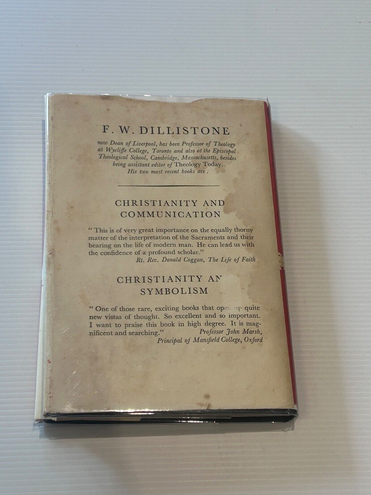 The Novelist and the Passion Story, F W Dillistone, Collins, 1960 First Edition