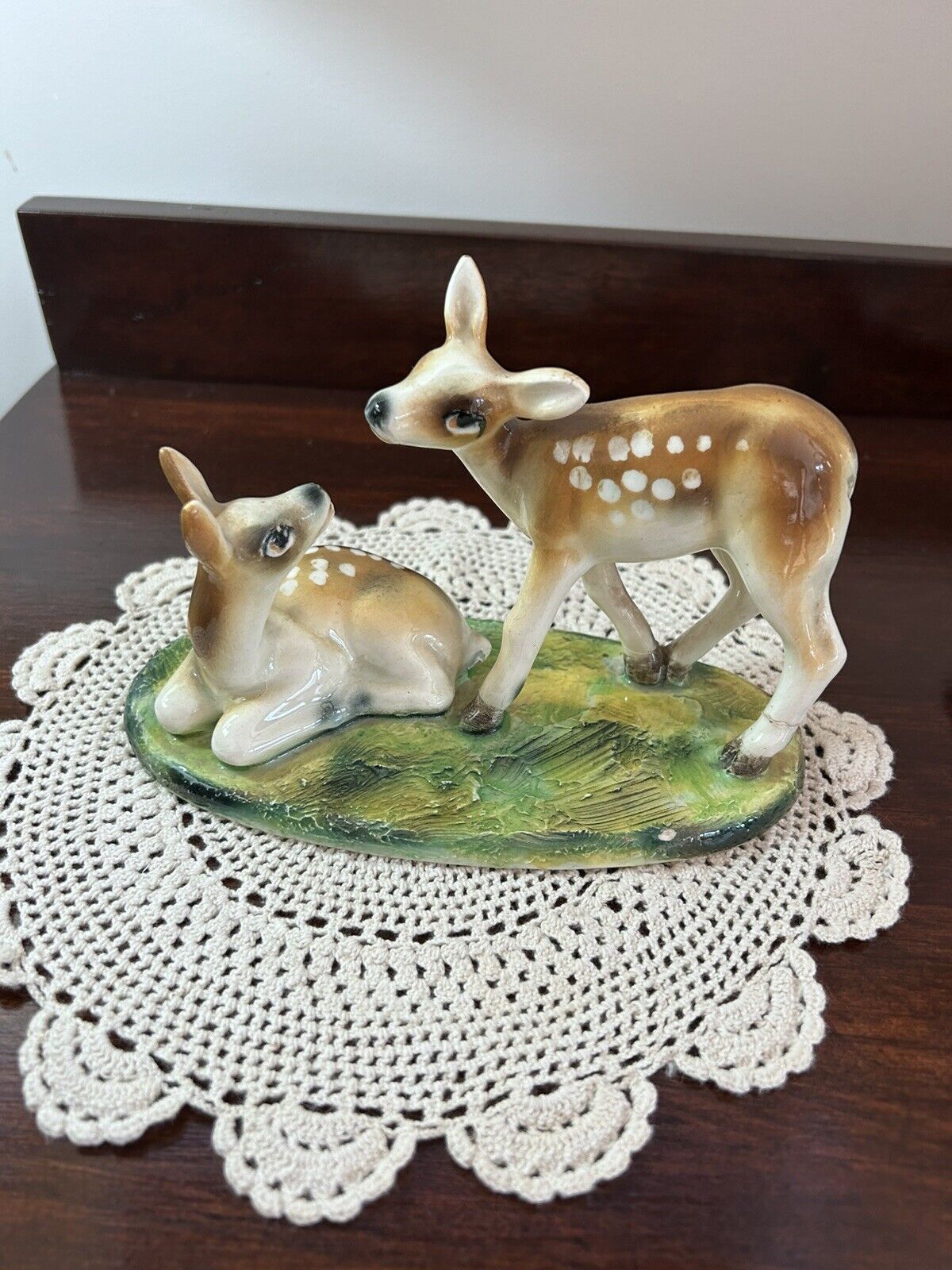 Vintage Deer Fawn Doe Forrest Meadow Porcelain Figurine Signed Made in Italy