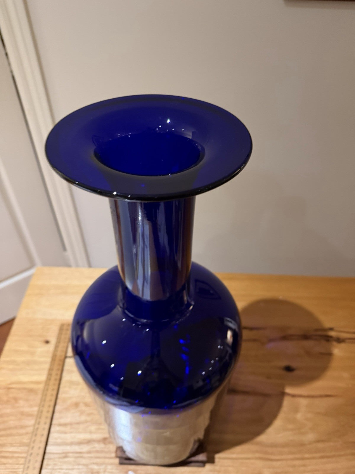 Holmegaard Gulvvase Otto Brauer Cobalt Blue Glass Floor Vase 52cm Denmark
