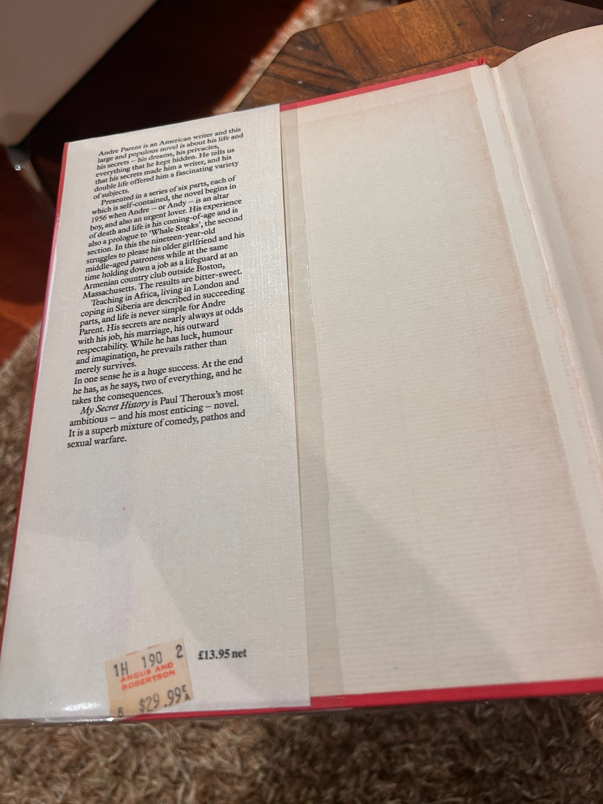 My Secret History - Paul Theroux | Hardcover 1989 First UK Edition |