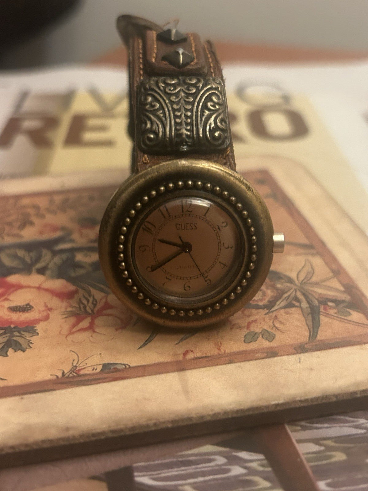 Vintage Guess 1988 Quartz Watch Western Style Leather Band New Battery