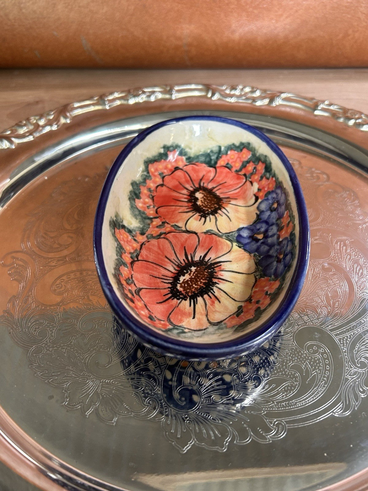 Eva’s Collection UNIKAT K. Kaleta Hand-Painted Boleslawiec Floral Bowl 18 cm