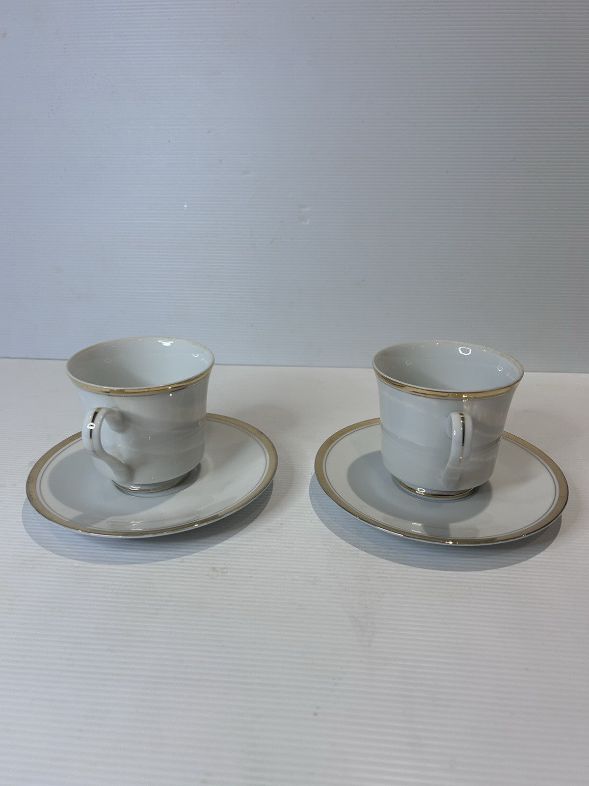 Sheffield Regency Gold Fine China Cups & Saucers Set x2 Japan 1985 JMP VTG