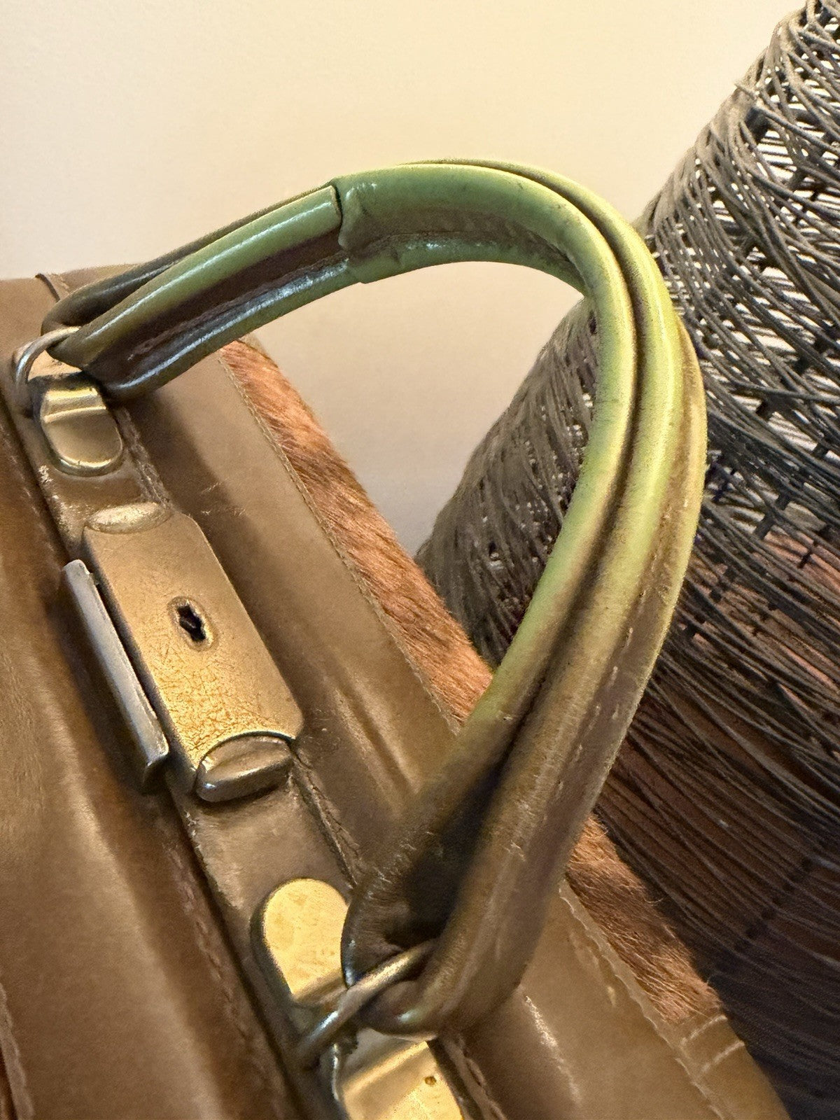 Vintage GOLD PFEIL Steer Hide Cowhide Doctor Bag Handbag Germany 1960s