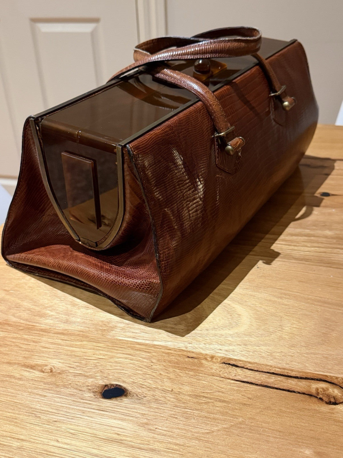 Jean Paul Gaultier Vintage Reptile Effect Leather Travel Doctor Bag Italy 1990s