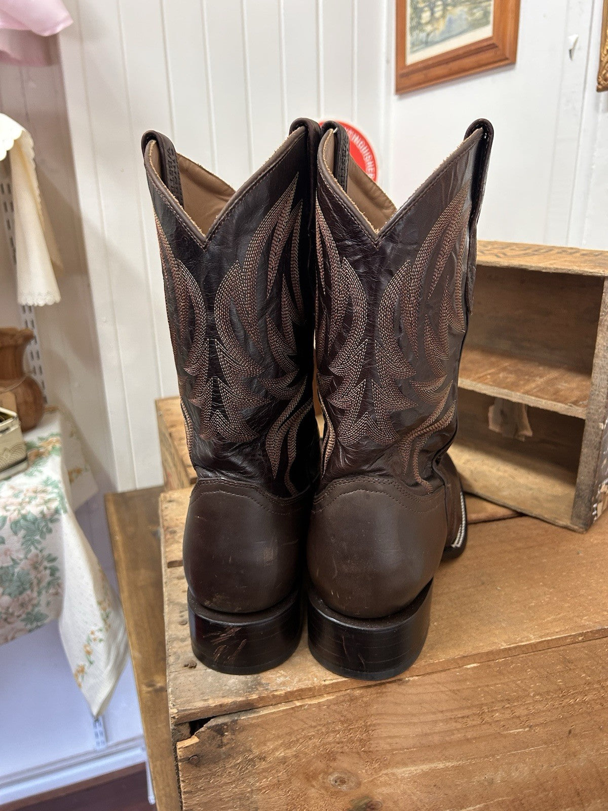 Ringers Western Cowboy Longreach Boots Size 10 EE Brown Leather Made in Mexico