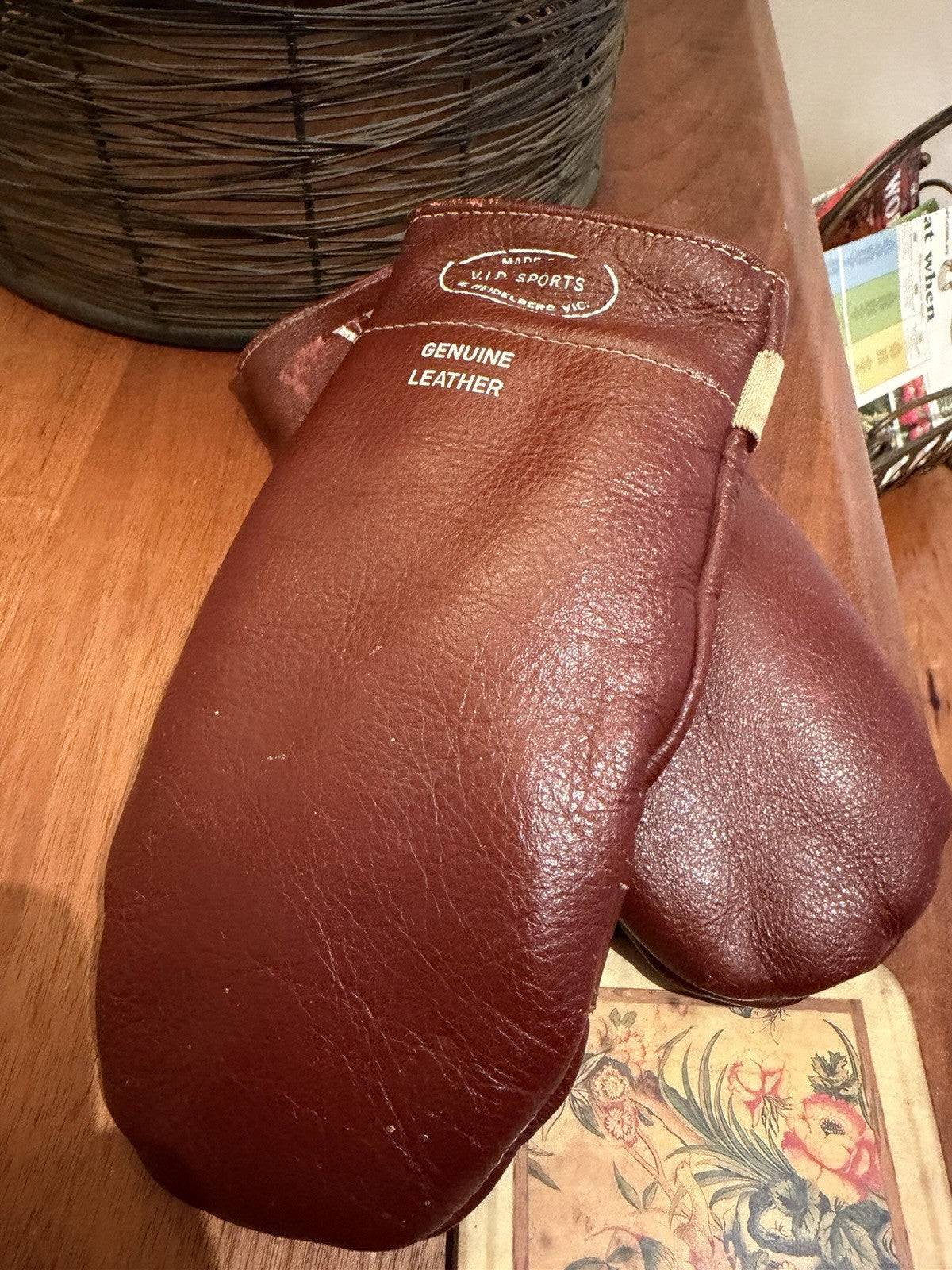 Vintage 1950s 60s VIP Sports Boxing Gloves Made in Australia Leather