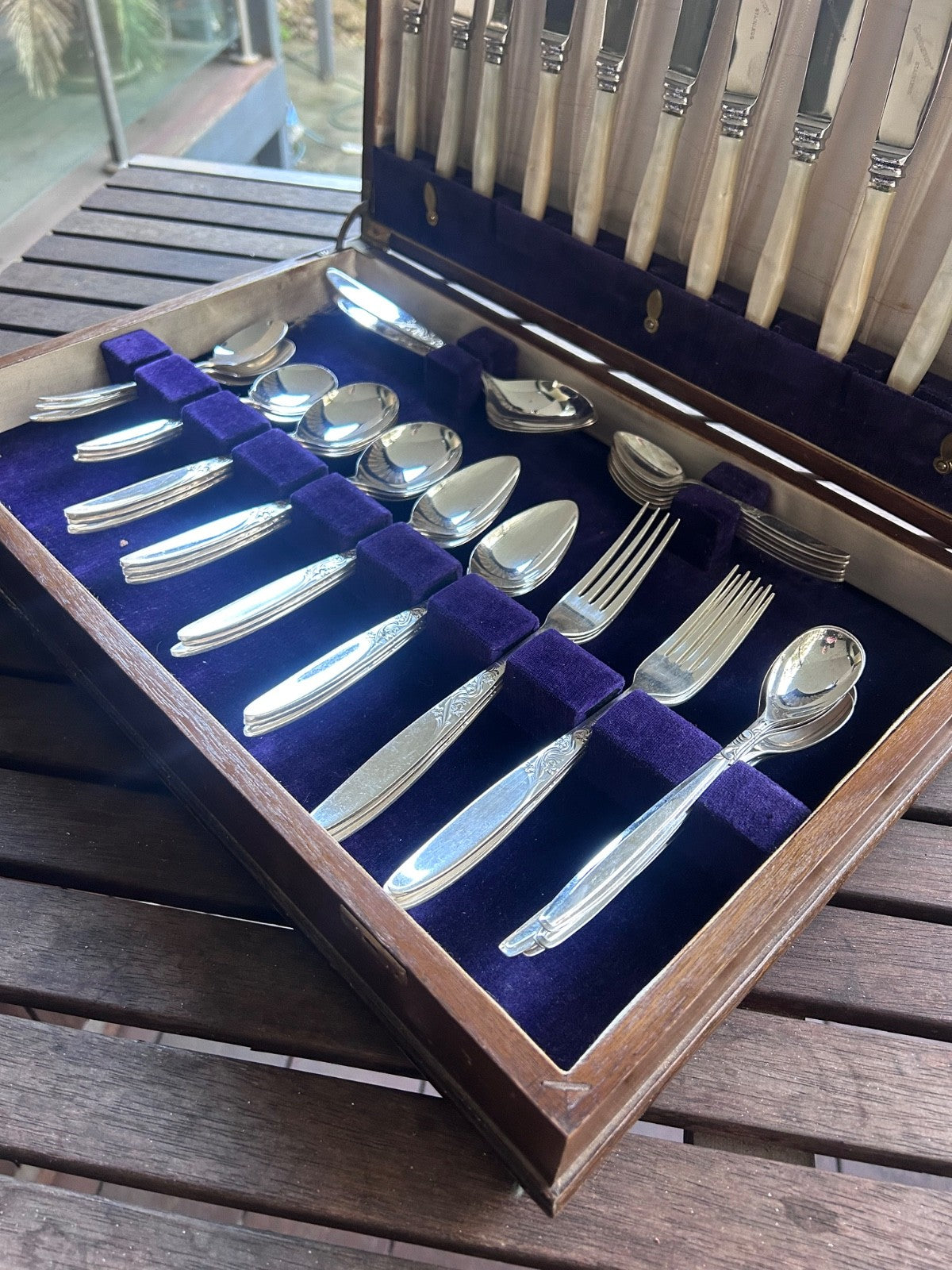 Grosvenor Ballerina Cutlery Set 50 Piece Boxed Faux MOP Handles Vintage EPNS
