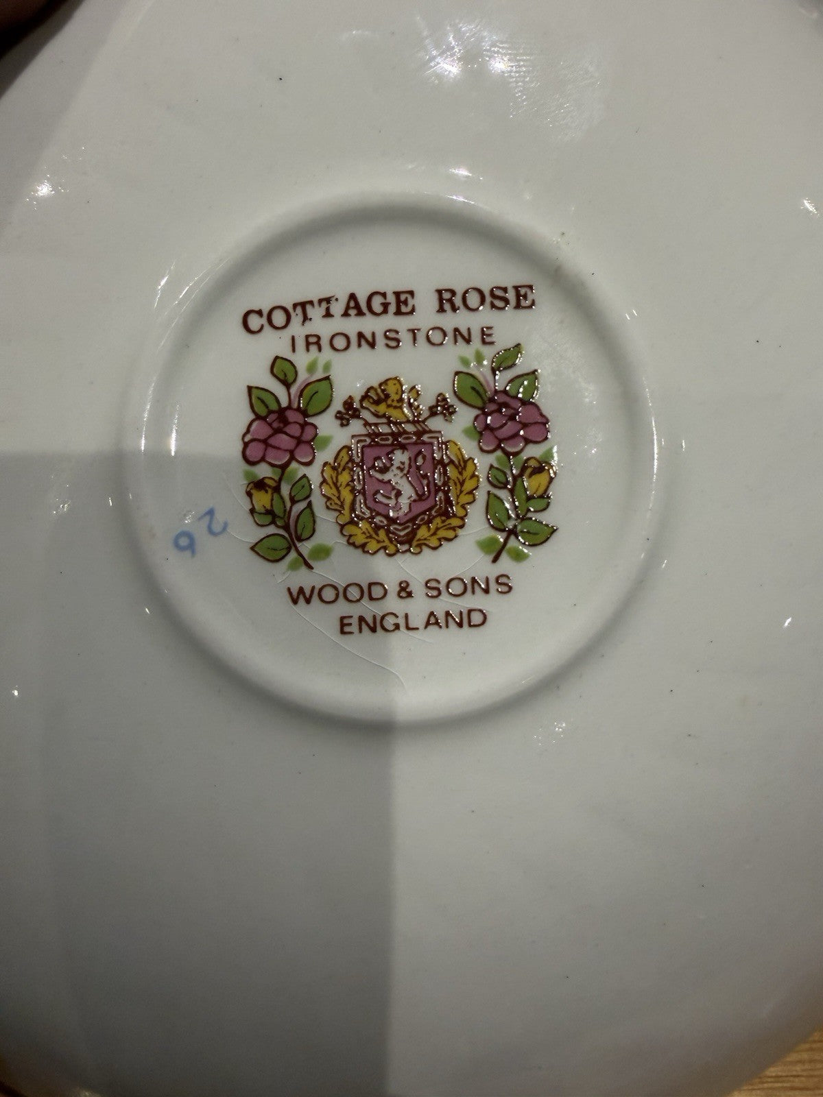 Wood & Sons Cottage Rose Ironstone Teacup Saucer Set x6 England Floral