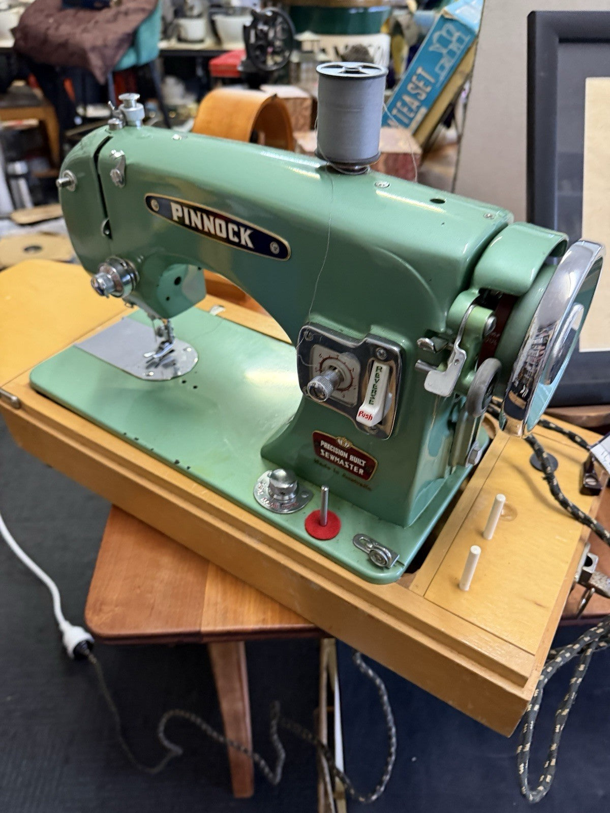 Vintage Pinnock Sewmaster Sewing Machine Mint Green Made Australia Working Case