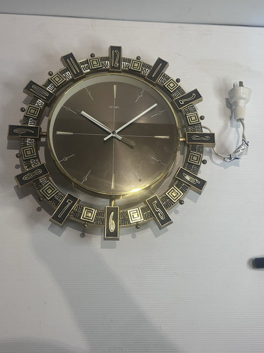 Vintage Metamec Electric Wall Clock Mid Century Sunburst Retro 37cm NOT WORKING