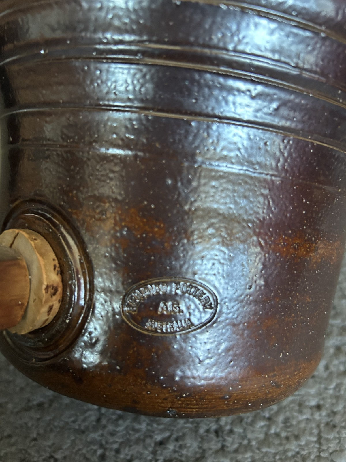 Vintage Bendigo Pottery Stoneware drink dispenser / wine or port barrell