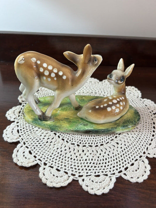 Vintage Deer Fawn Doe Forrest Meadow Porcelain Figurine Signed Made in Italy