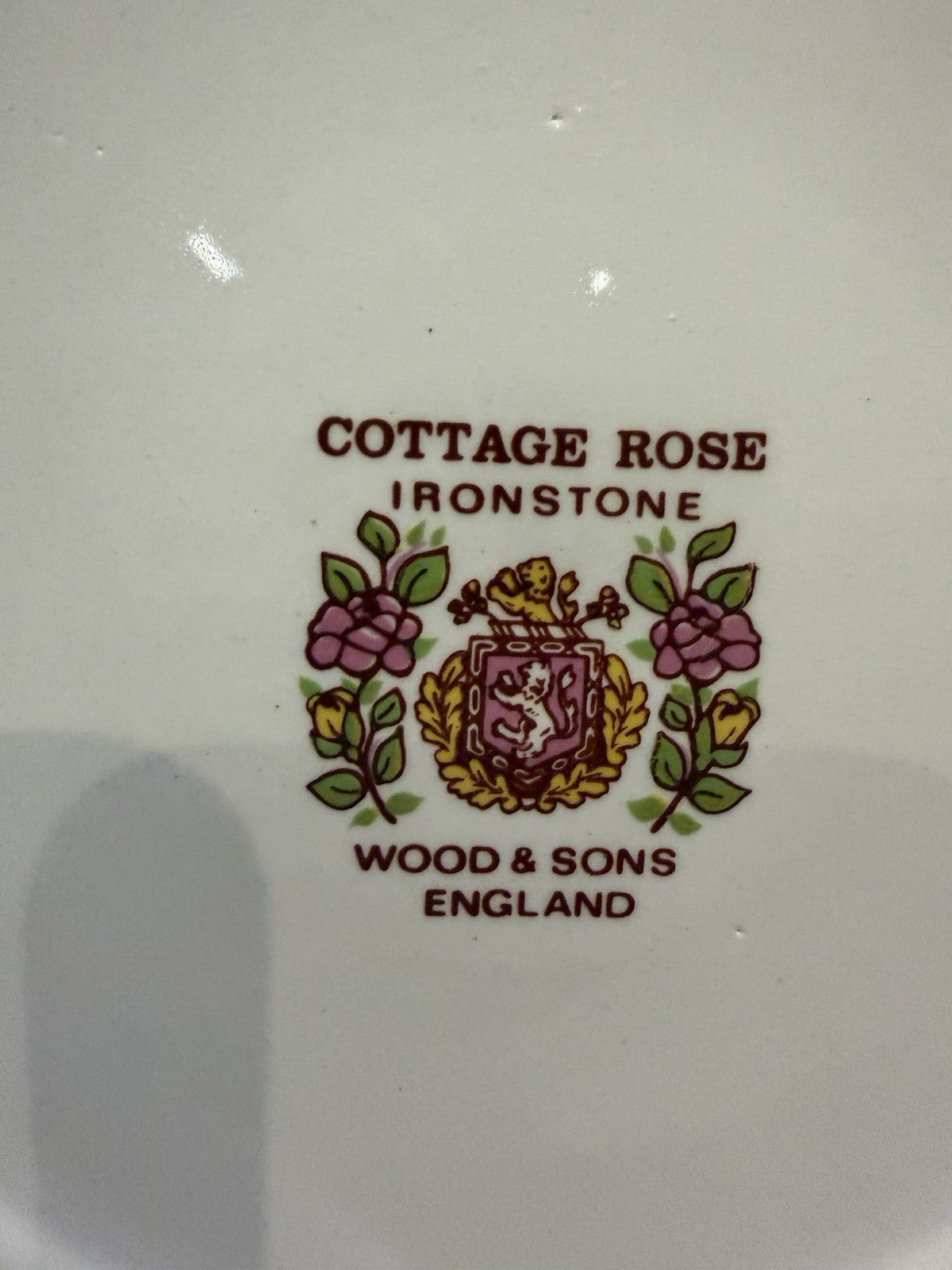 Vintage Cottage Rose Ironstone Wood & Sons England Set 6 Dinner Plates