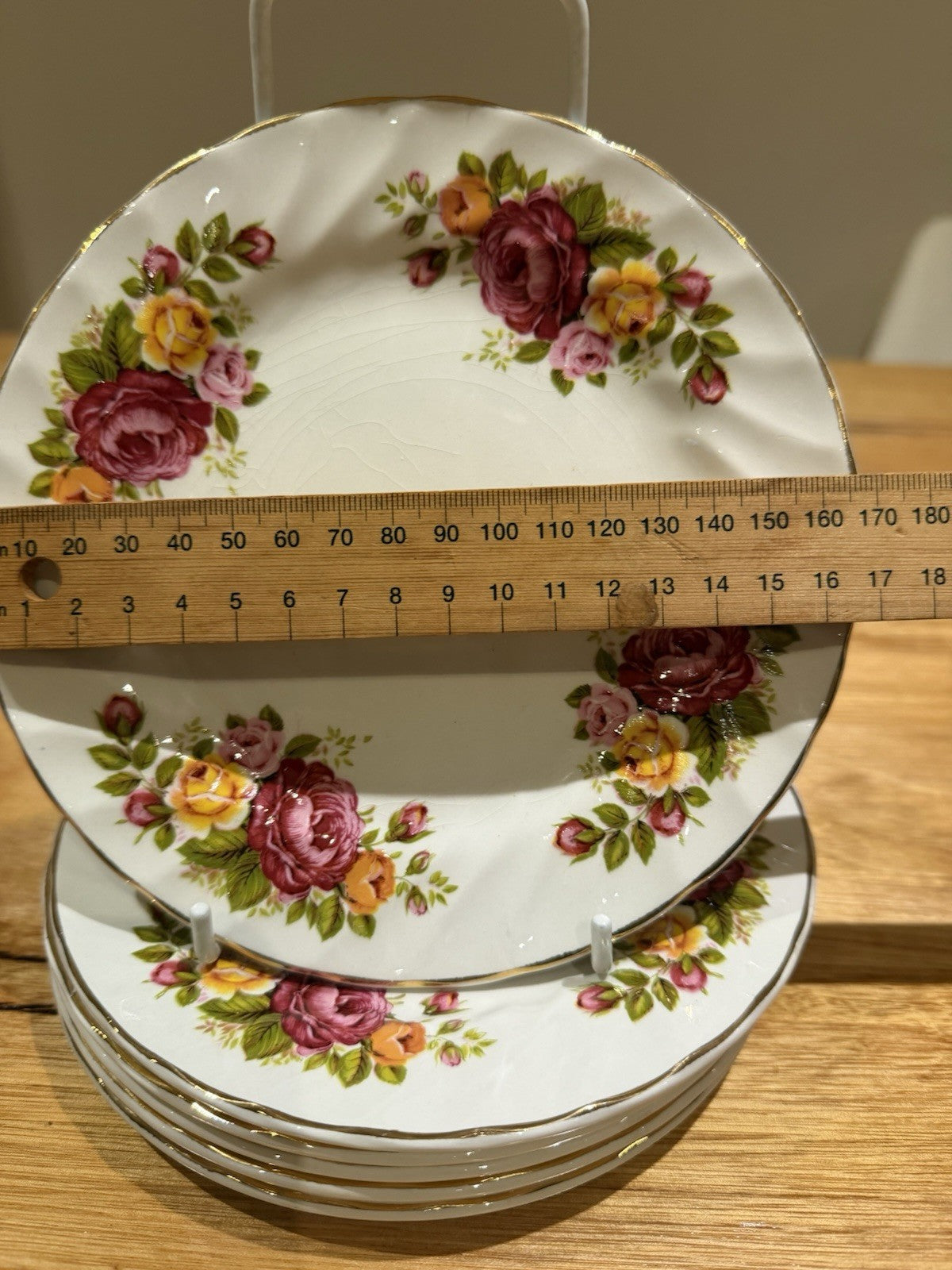 Set 6 Wood & Sons Cottage Rose Ironstone Side Plates England 16cm