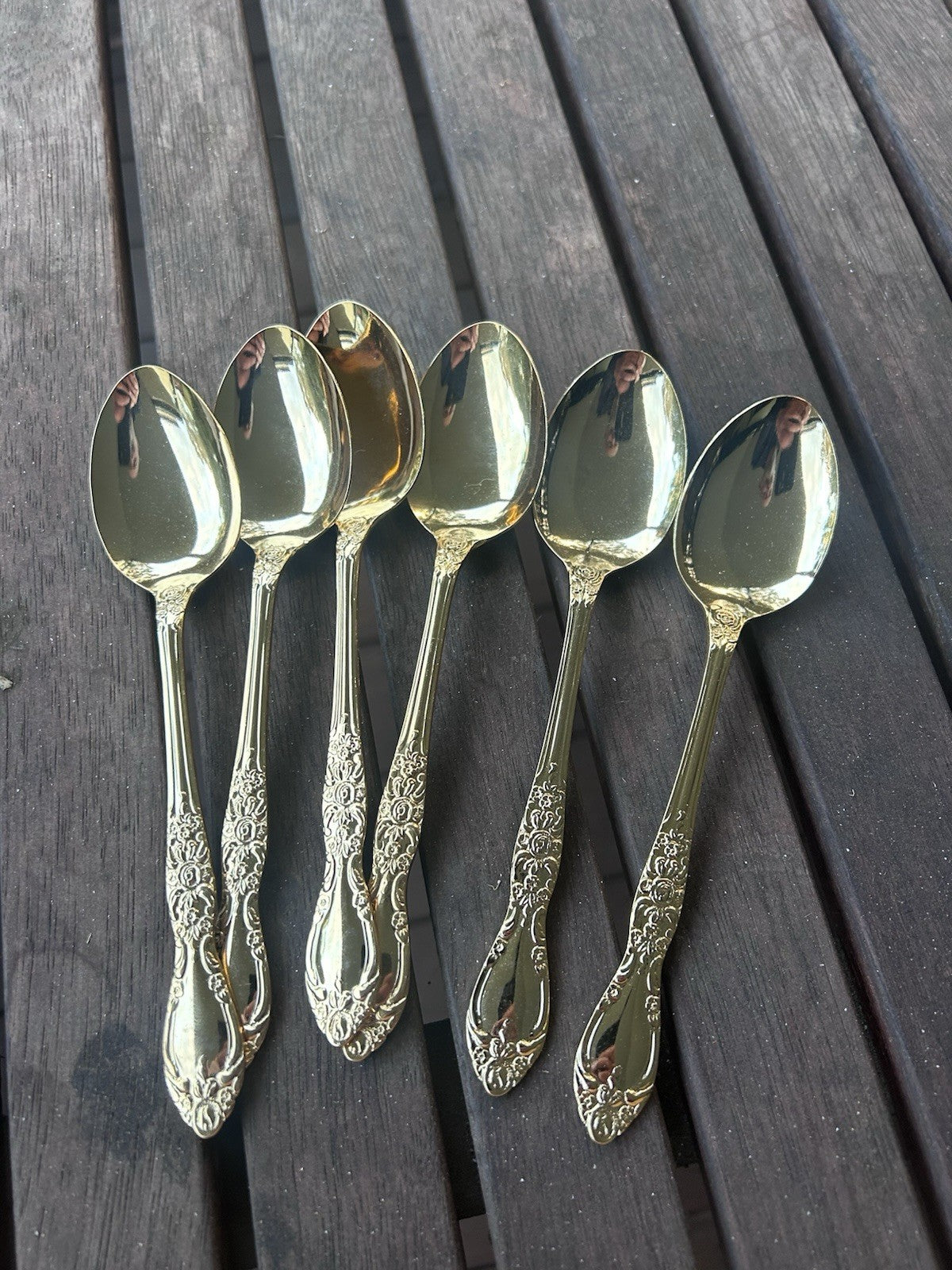Vintage Gold Stainless Steel 49pc Cutlery Set Japan Ornate Floral Pattern