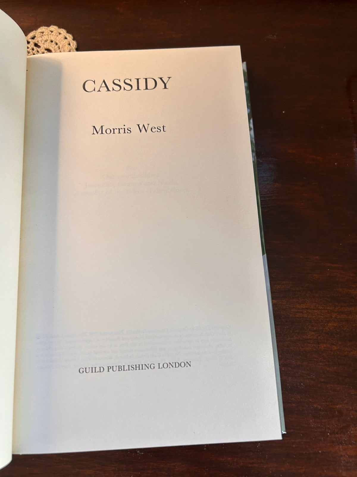 Cassidy - Morris West - 1986 Hardcover Guild Publishing London (BCE)