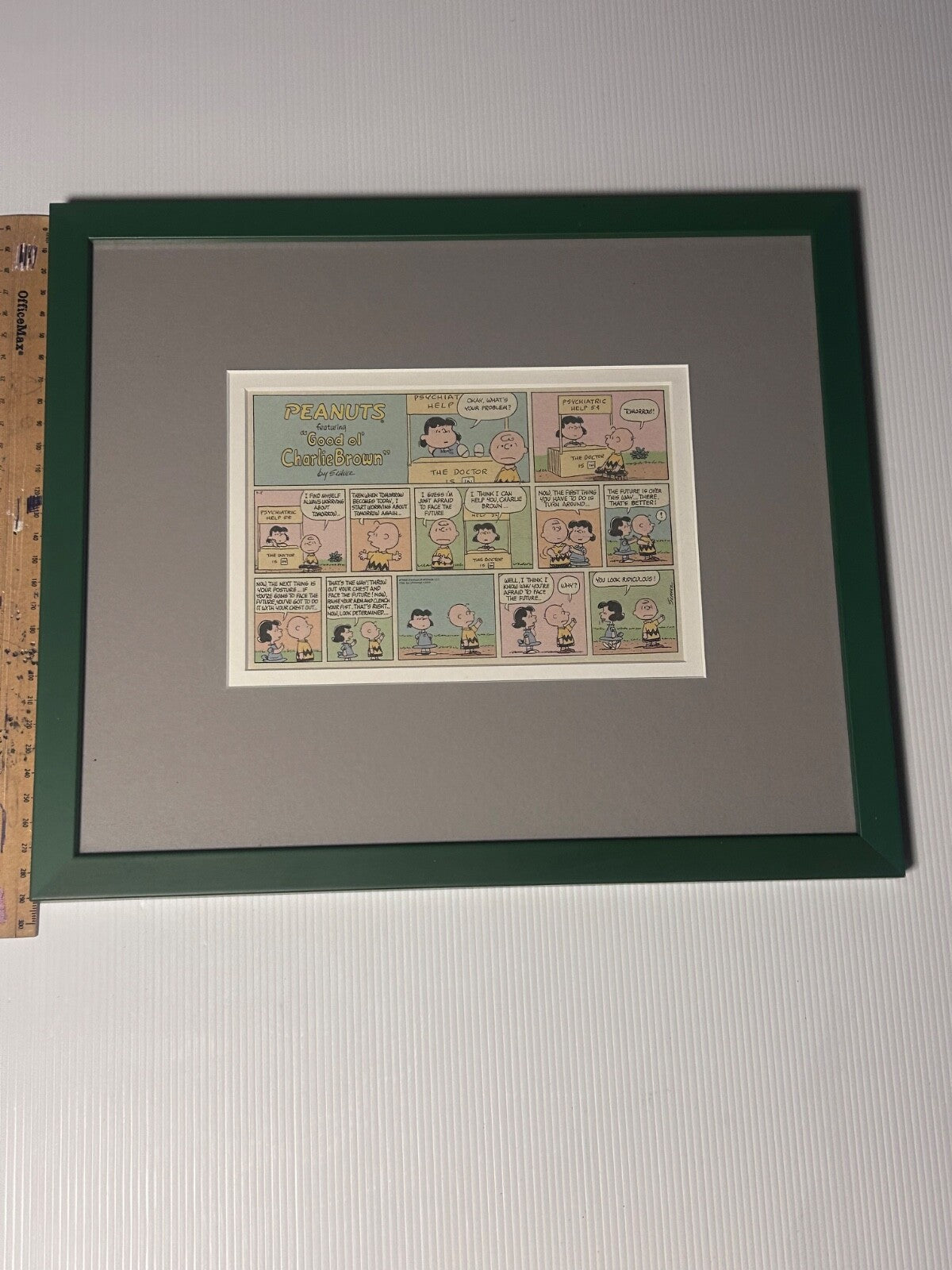 Framed 1968 Peanuts Comic Strip – Charlie Brown & Lucy “Face the Future” Schulz