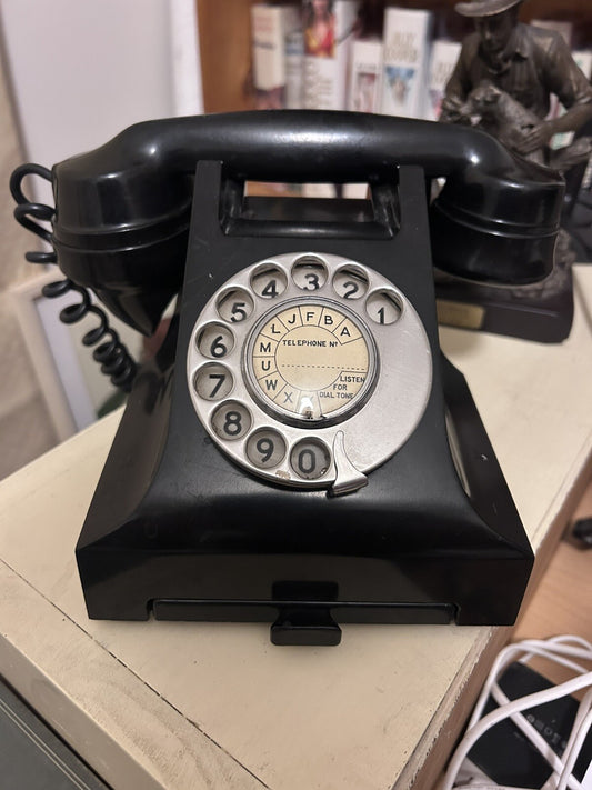 Vintage PMG Rotary Dial Telephone 332AT Black Bakelite 1952 TE57 Australia