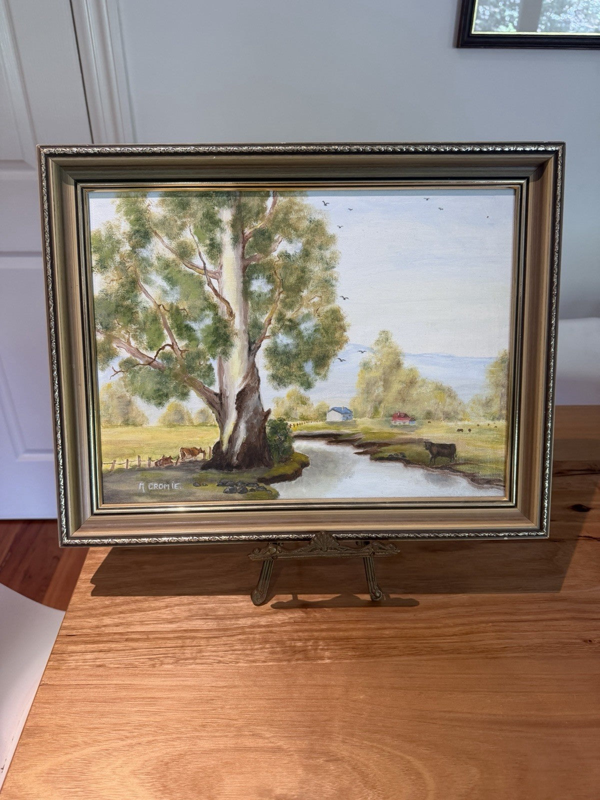 Vintage M Cromie Australian Landscape Oil Painting Holesworth Victoria 1988