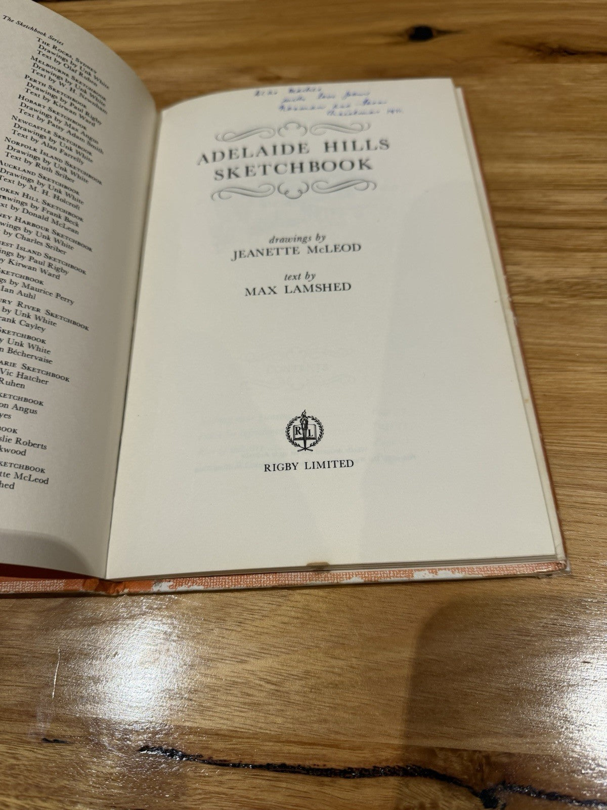 Adelaide Hills Sketchbook Max Lamshed Jeanette McLeod 1971 1st Ed Rigby HC DJ