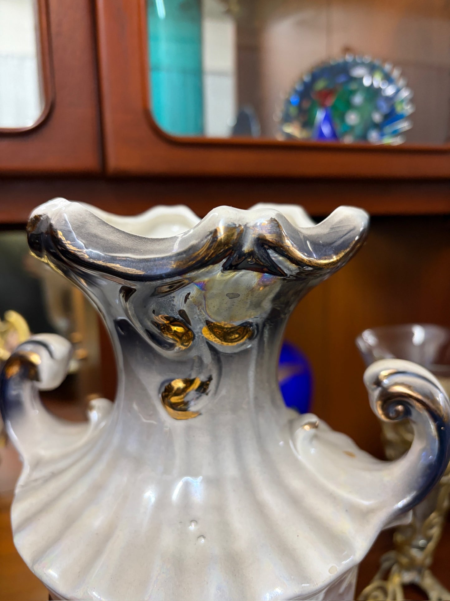 Vintage lustreware vase Taiwan mid 20th century 35cm