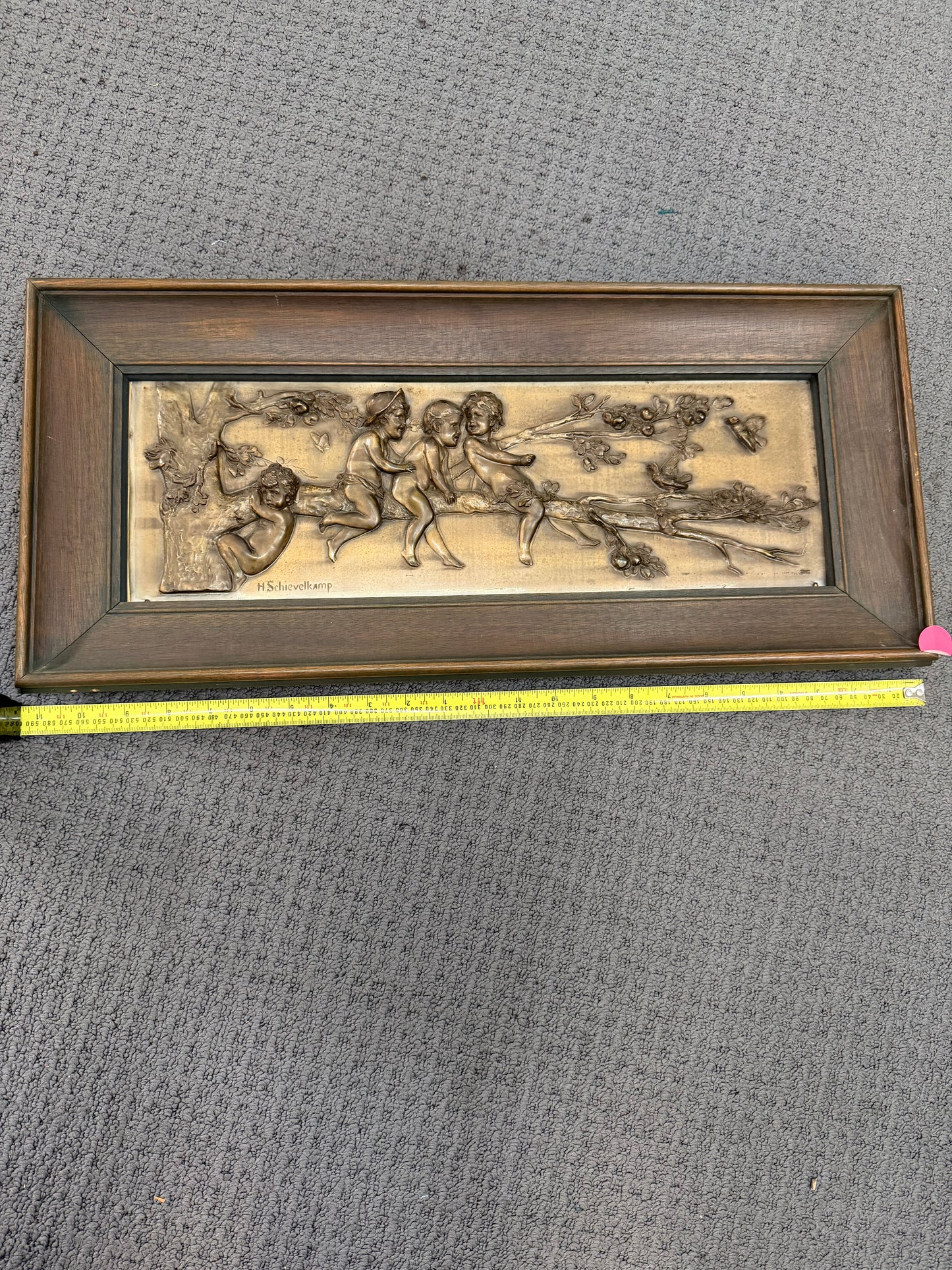 Antique WMF Jugendstil Relief Plaque by Hermann Schievelkamp c.1900 – Framed German Art Nouveau Wall Panel