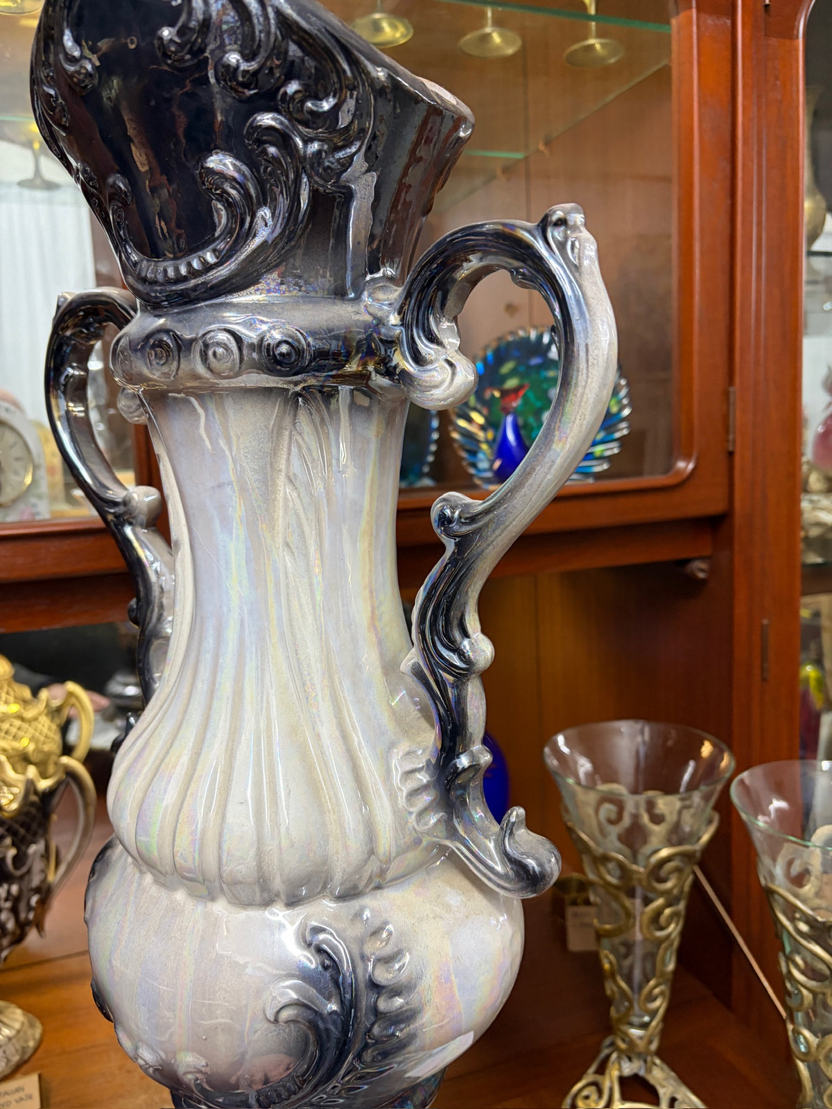Vintage lustreware vase Taiwan mid 20th century Tall