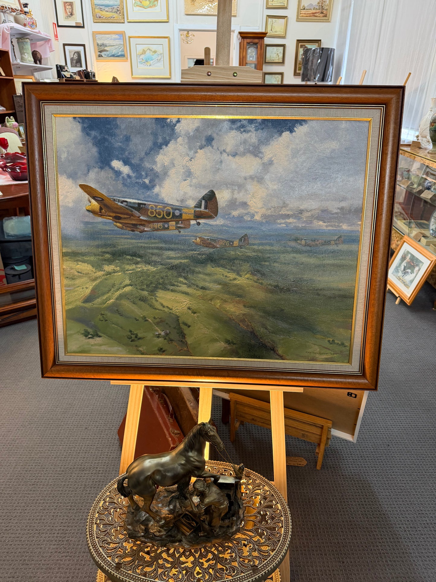 Ray Honisett “Oxford Four” 1989 Original Oil Painting – Australian Aviation Art