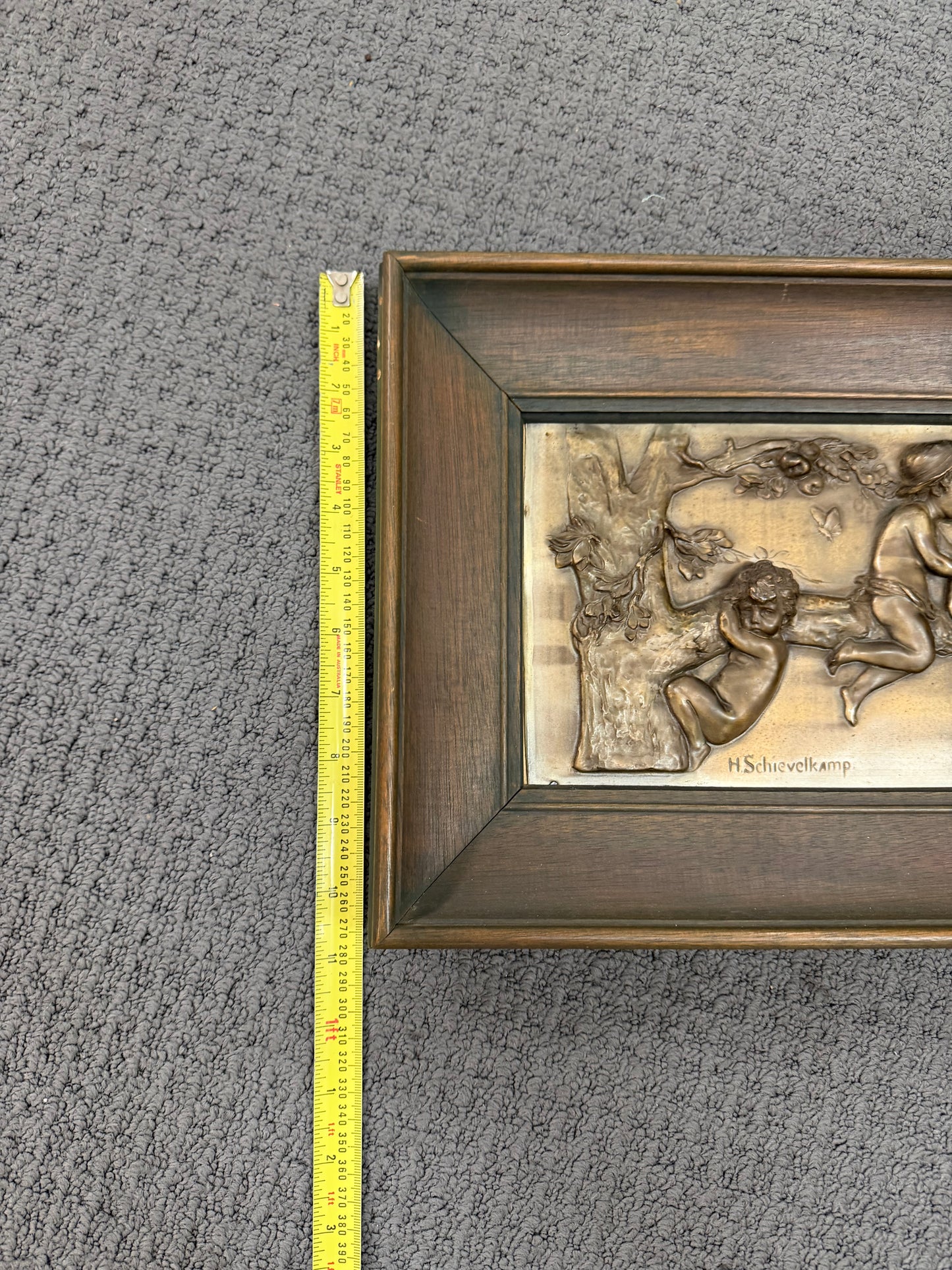 Antique WMF Jugendstil Relief Plaque by Hermann Schievelkamp c.1900 – Framed German Art Nouveau Wall Panel