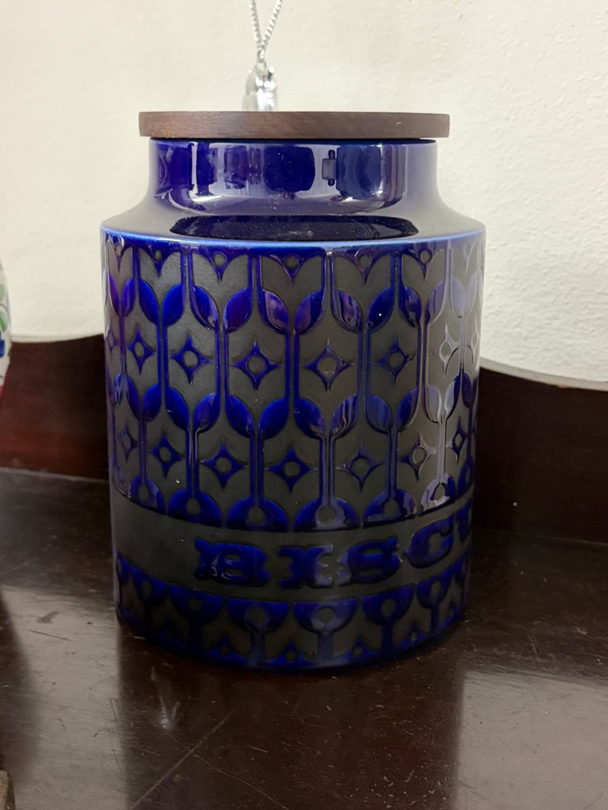 Lidded Hornsea England Jar 20cm Blue Ceramic