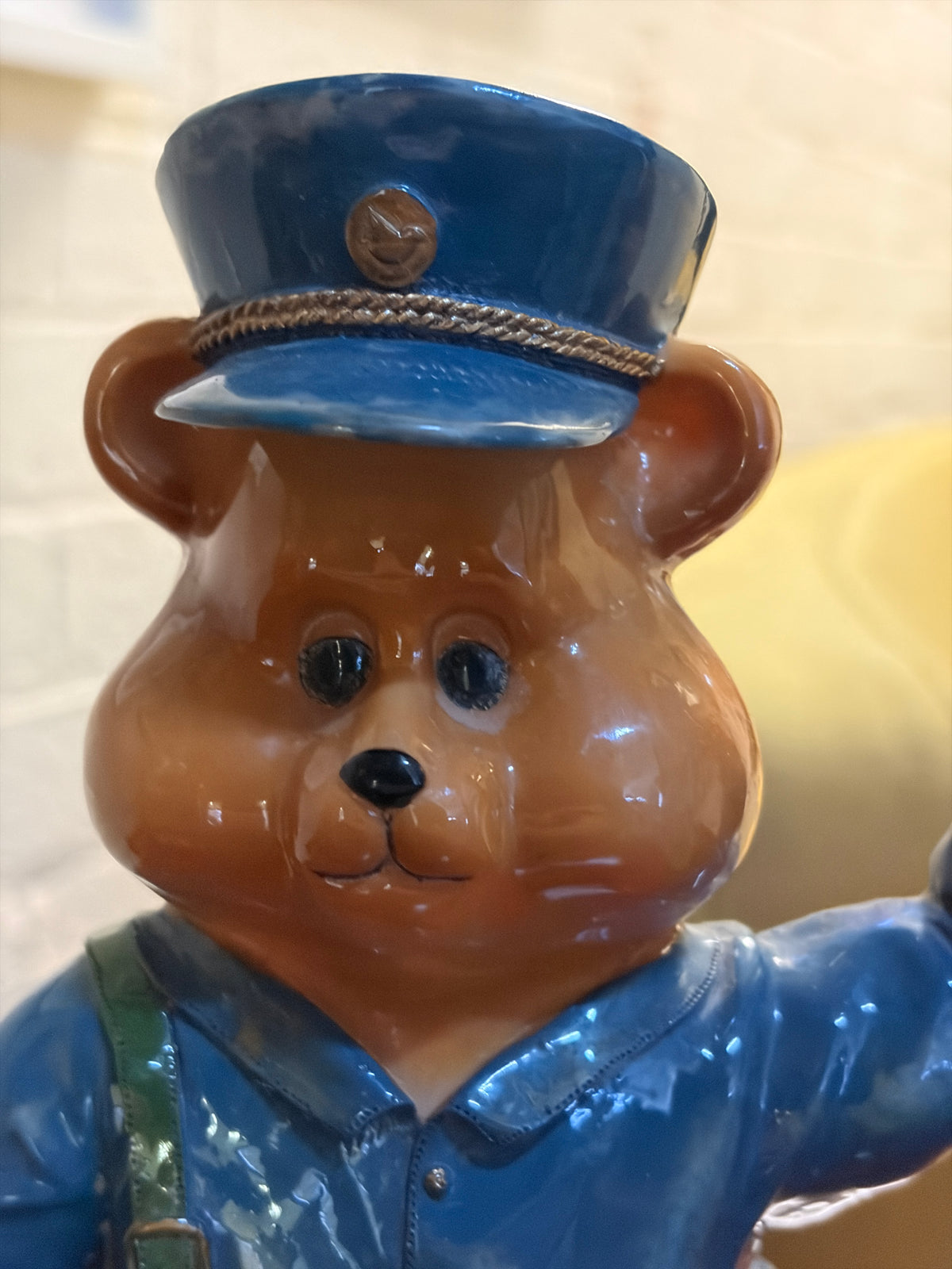 Vintage Postman Bear Figurine – Mail Carrier with Satchel – 22 cm