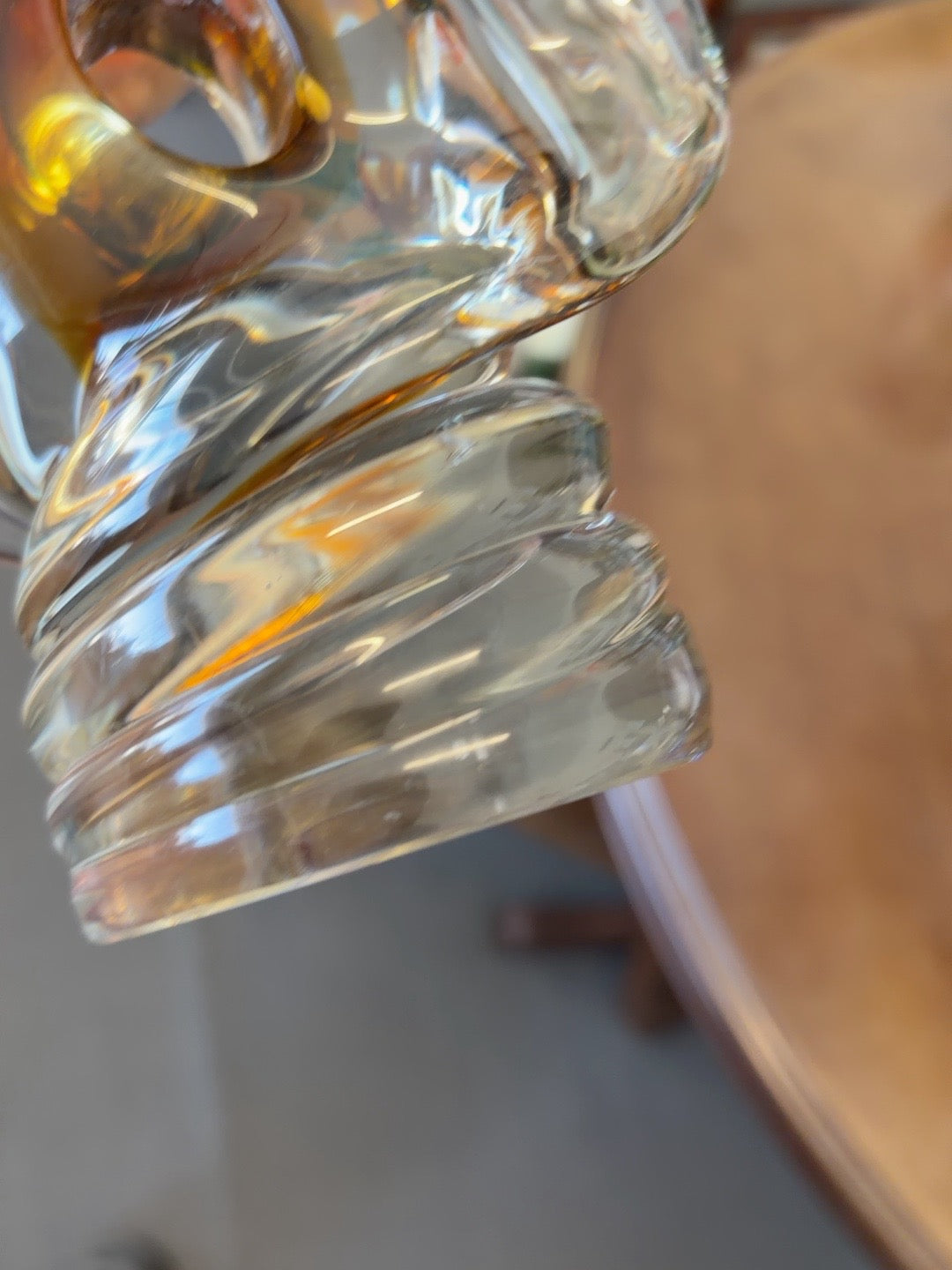 Vintage Italian Murano-Attributed Sommerso Art Glass Sculpture – Green & Amber – c.1960s–70s