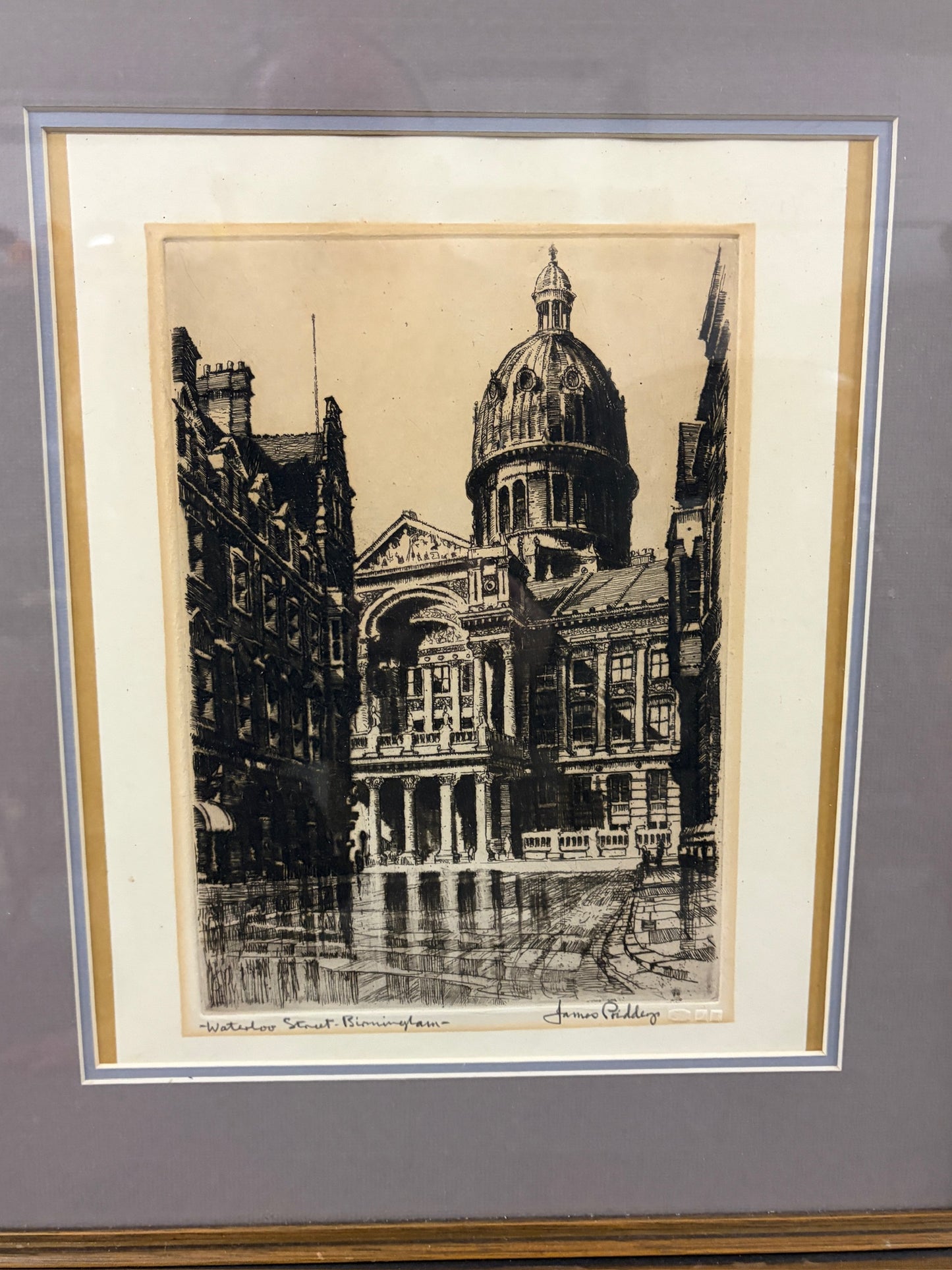James Priddey – Waterloo Street, Birmingham Original Signed Etching