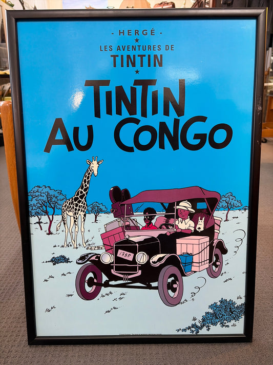 Official Hergé Moulinsart Tintin au Congo Framed Poster – 50 × 70 cm