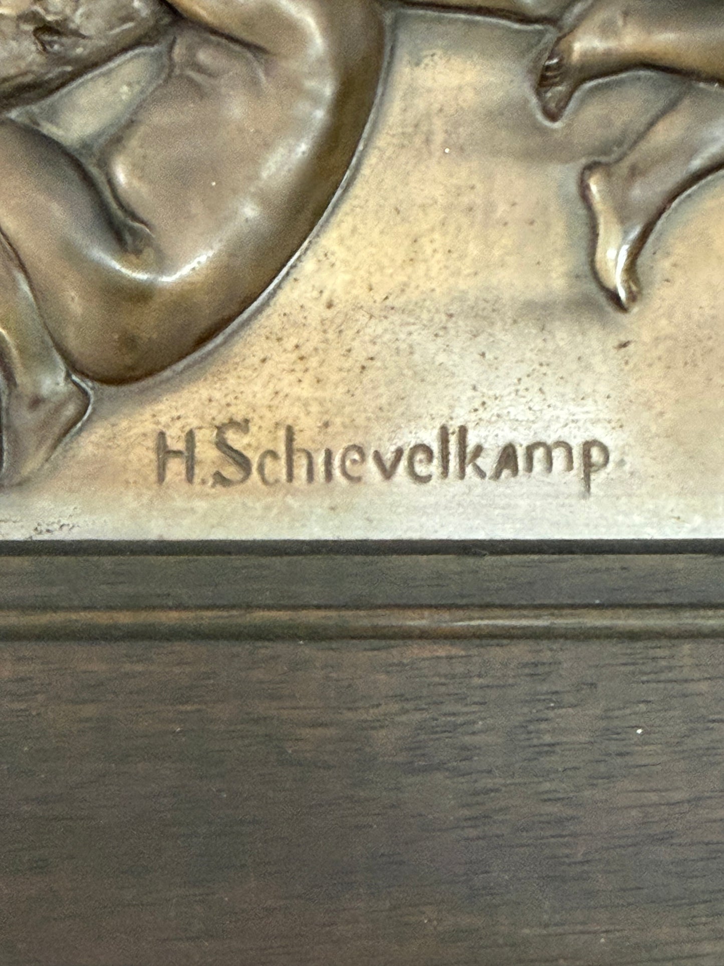 Antique WMF Jugendstil Relief Plaque by Hermann Schievelkamp c.1900 – Framed German Art Nouveau Wall Panel