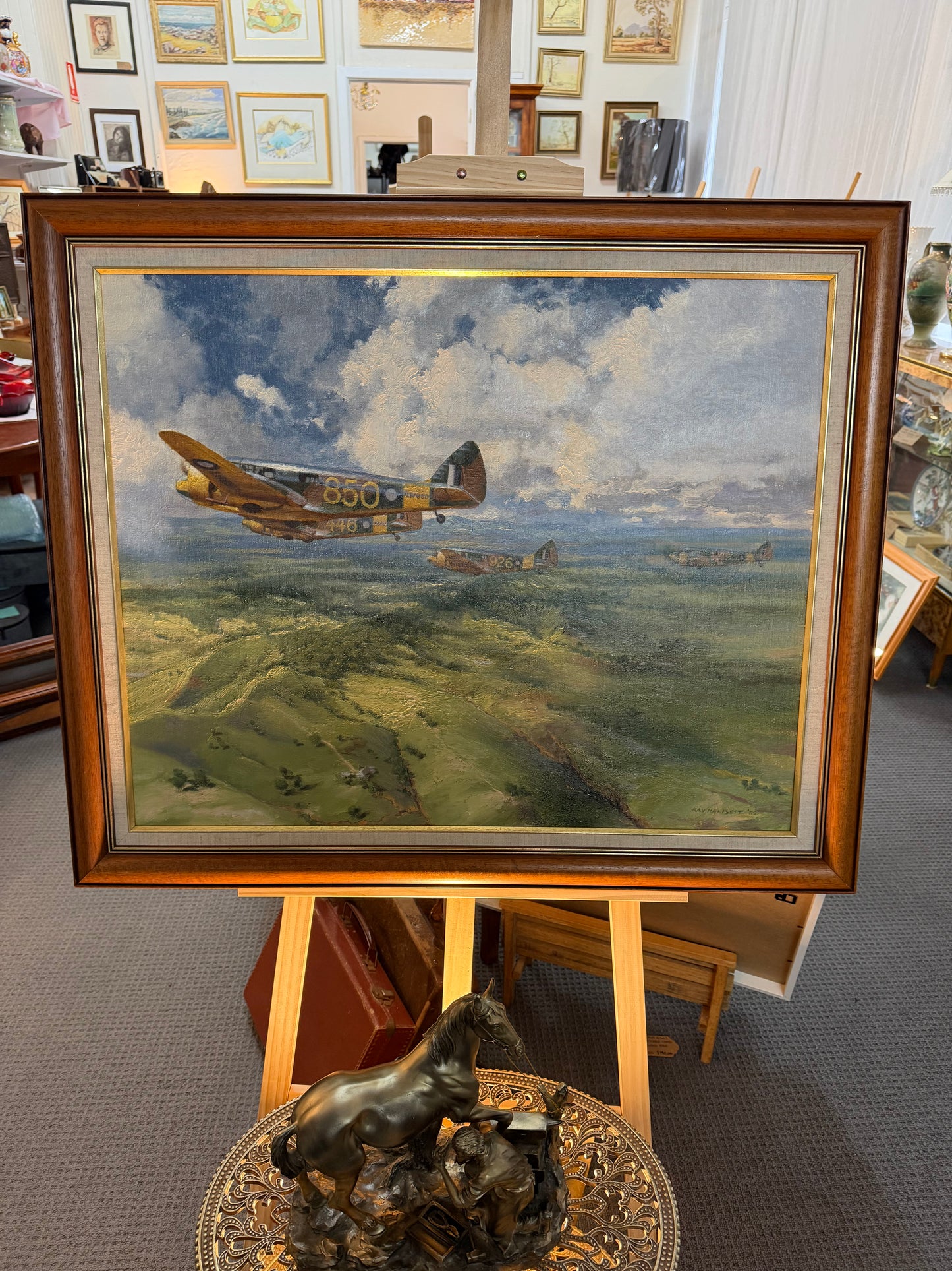Ray Honisett “Oxford Four” 1989 Original Oil Painting – Australian Aviation Art