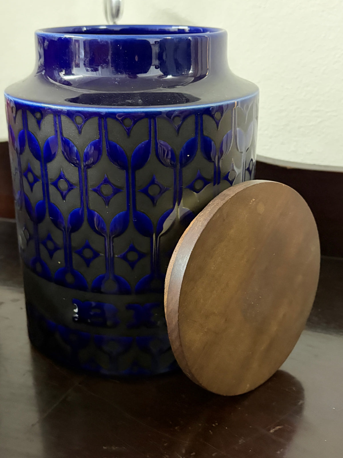 Lidded Hornsea England Jar 20cm Blue Ceramic