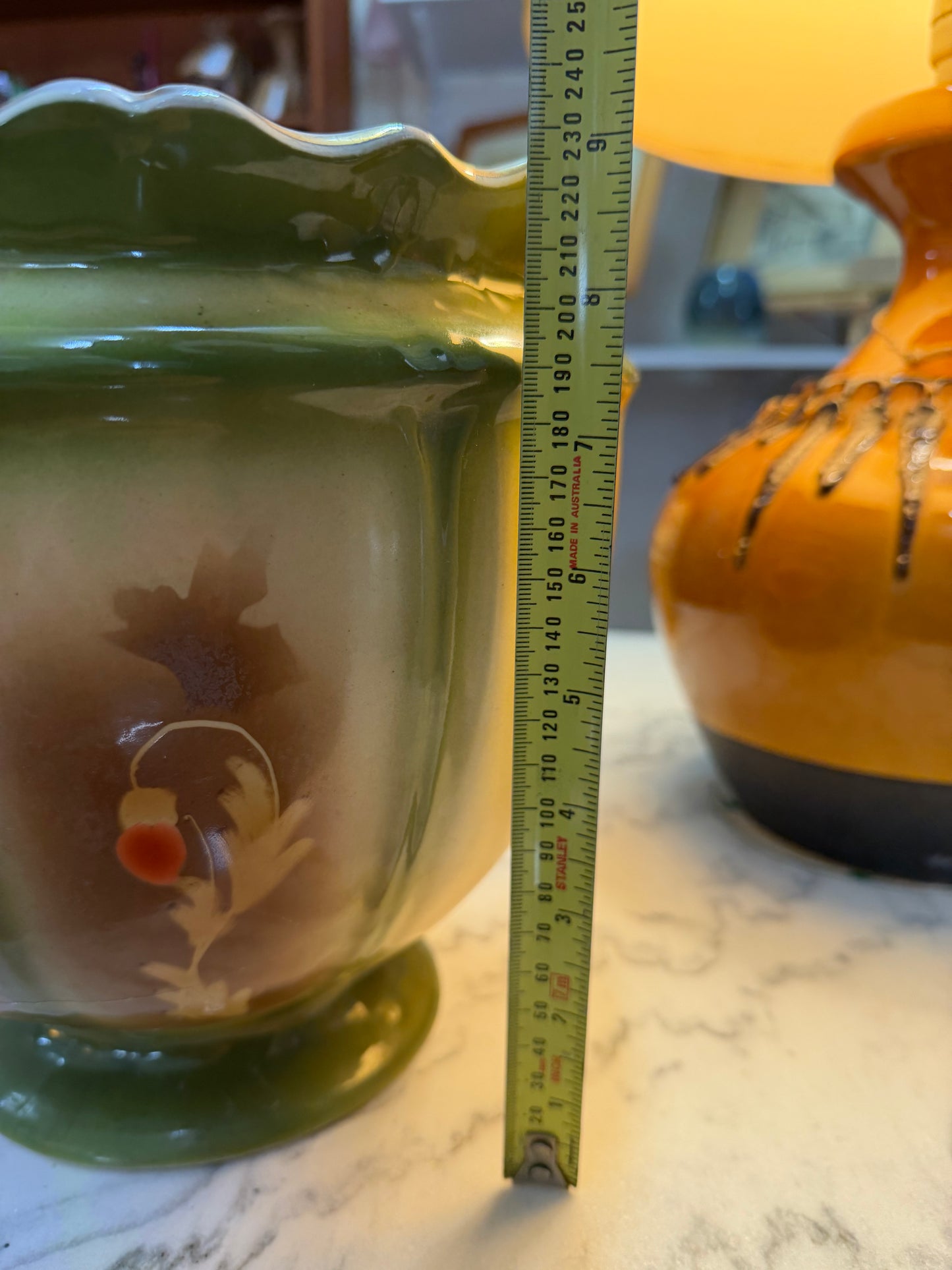 Green Hand Painted Jardinière Cache Pot | G&S Albany & Harvey | Floral Art Pottery | c.1900–1920