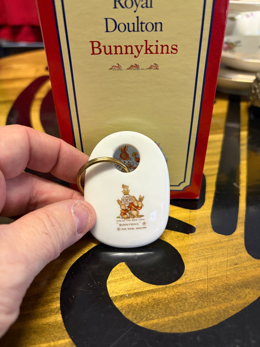Vintage Royal Doulton Bunnykins Fine Bone China Backstamp Keyring – Boxed